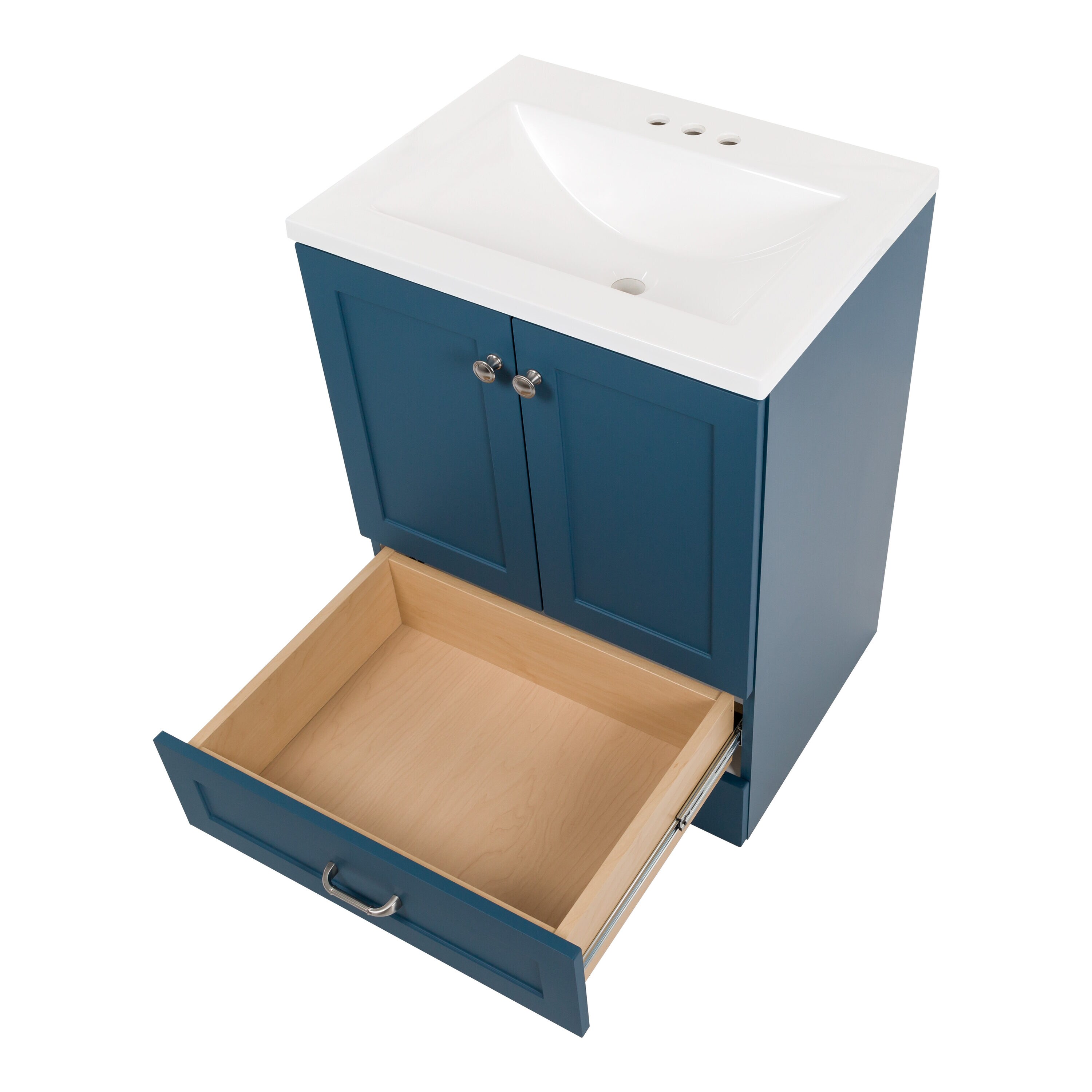 Diamond Now Cassidy 24 In Admiral Blue Single Sink Bathroom Vanity With