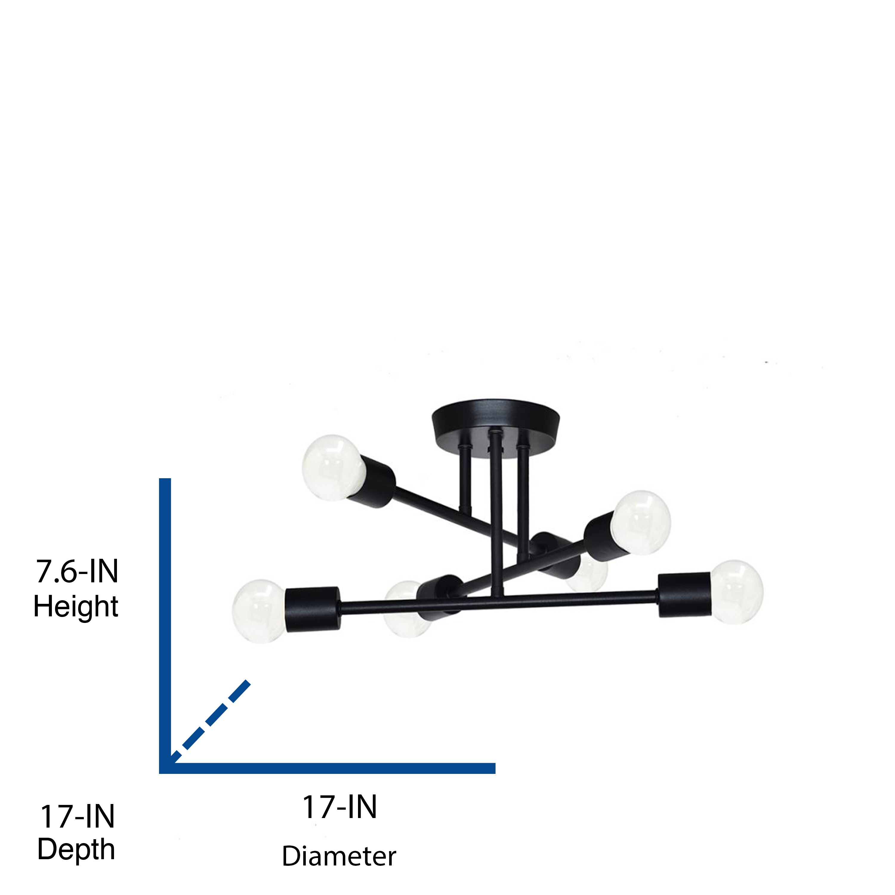 Origin 21 Shaye 6-Light 17-in Matte Black Semi mount light