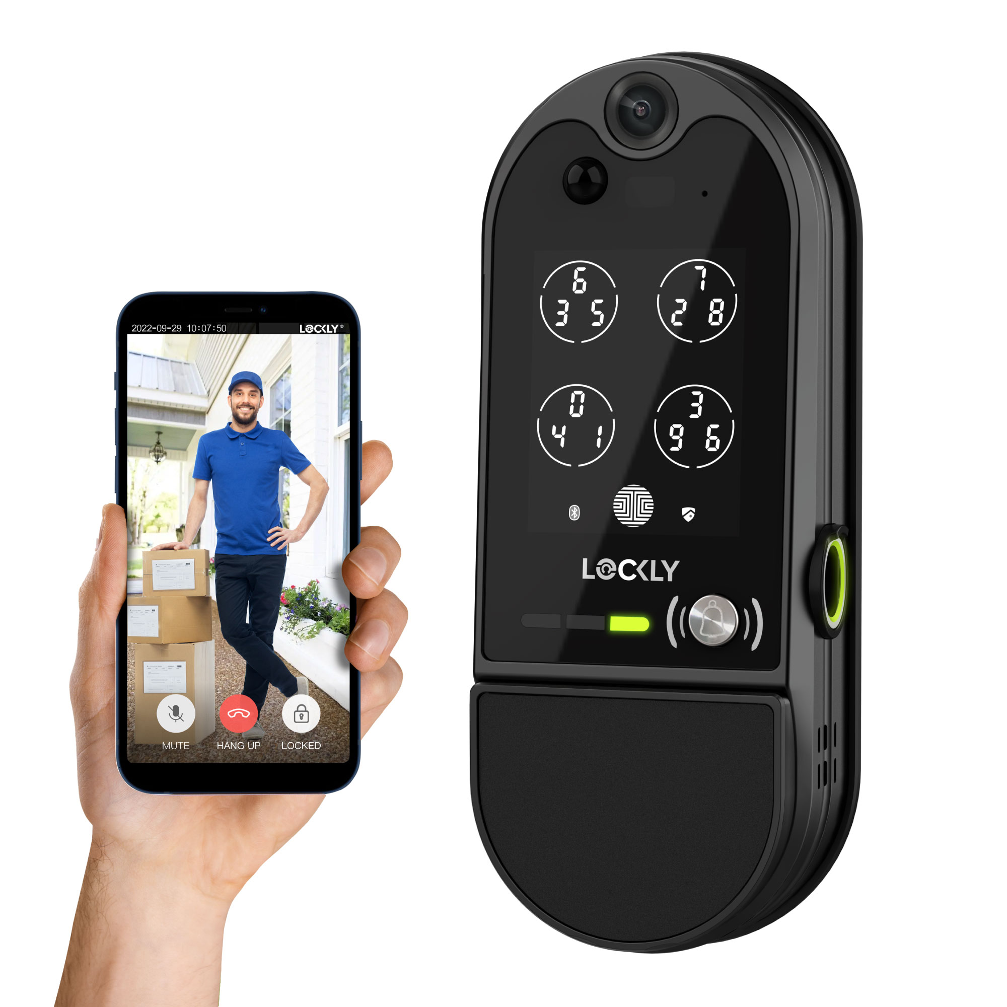 Lockly Vision Elite Video Doorbell Smart Locks Matte Black Smart Lock Electronic Deadbolt with Wifi Bluetooth and Fingerprint Touchscreen Keypad PGD798NVMB Sansujyuku sansujyuku.com