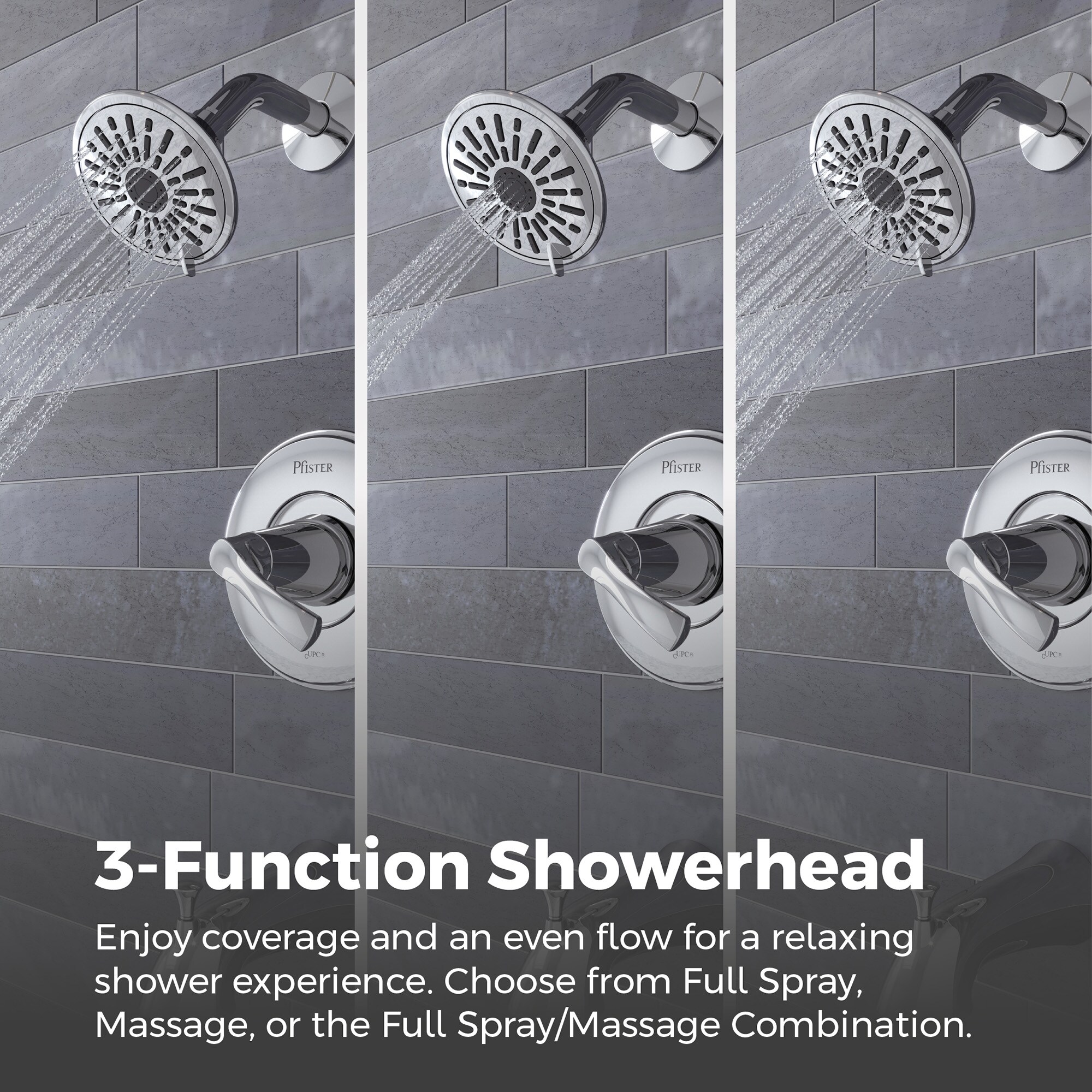 Pfister Masey Polished Chrome 1handle Multifunction Round Bathtub and