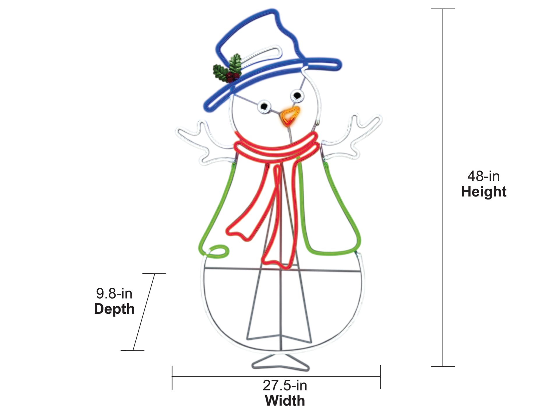 GE 48-in Snowman Free Standing Decoration with Multicolor LED 