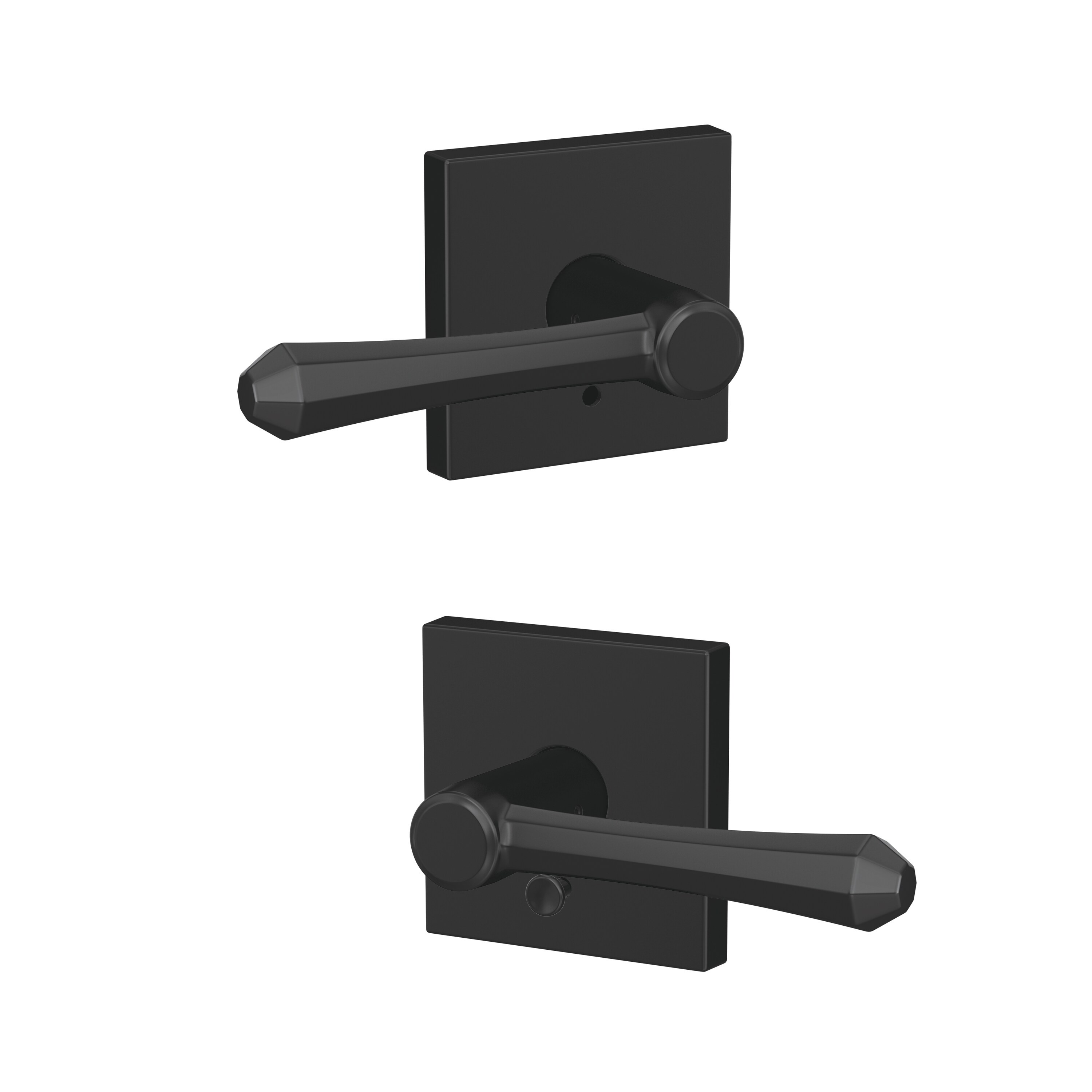 Schlage Custom Dempsey - Collins Matte Black Interior or Bed/Bath Hall ...
