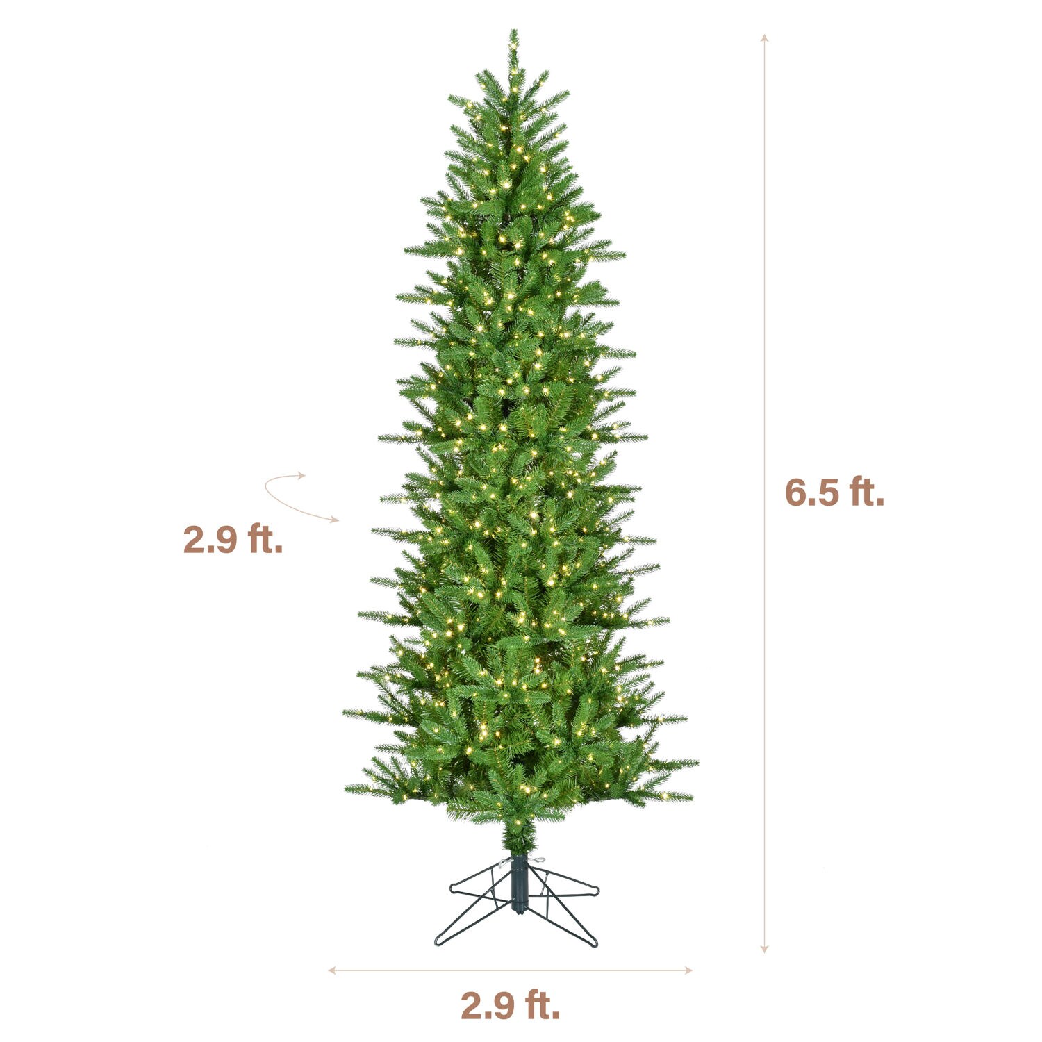 Fraser Hill Farm 6.5-ft Carmel Pine Slim Artificial Christmas Tree with ...