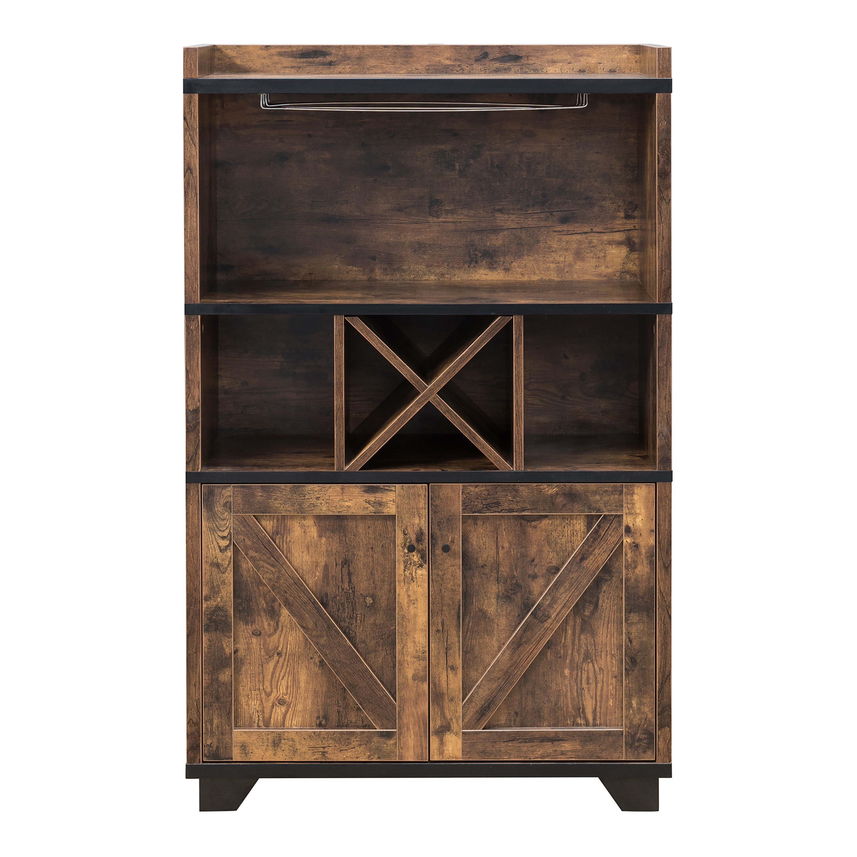 Furniture of America Nikhil Rustic Distressed Wood Buffet with Wine ...