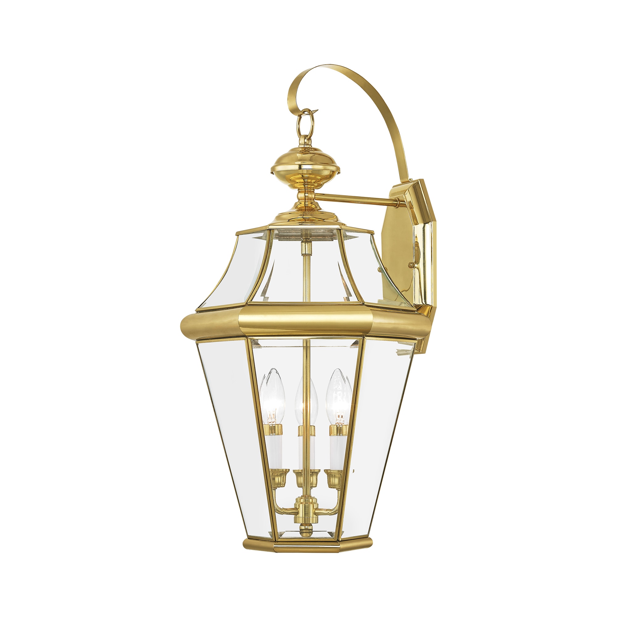 Livex Lighting 2361-02 Georgetown 3 -Light 24-in H Polished Brass Hardwired Outdoor Wall Light