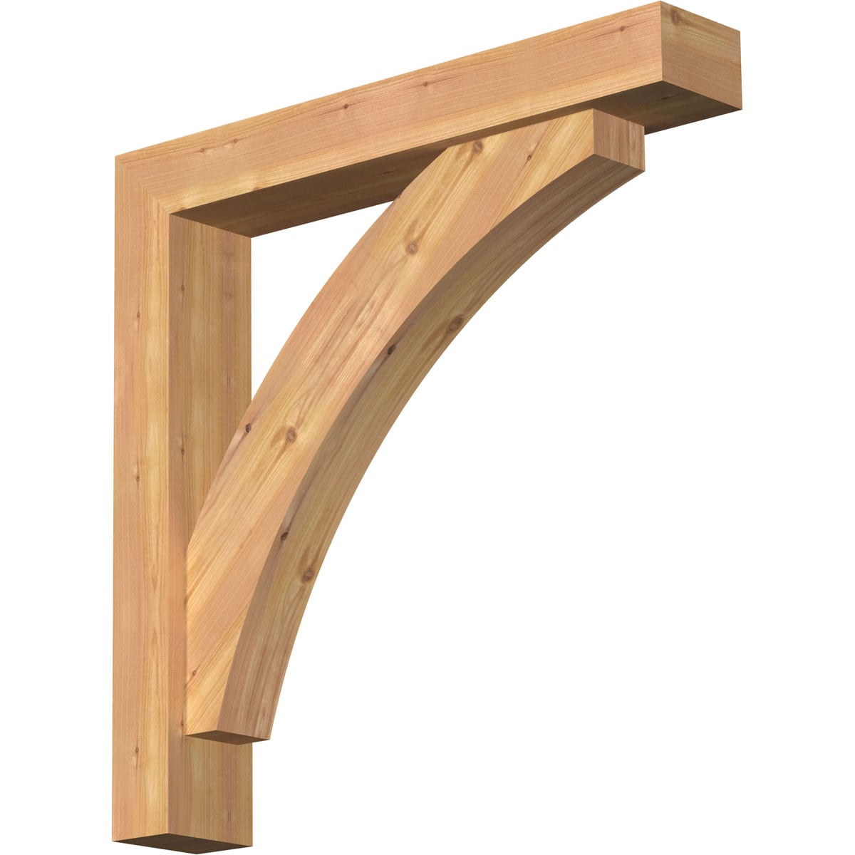 Ekena Millwork 1463958 Thorton Block Smooth Bracket with Offset Brace 5-1/2-in x 32-in x 32-in Western red cedar Brown Wood Standard bracket