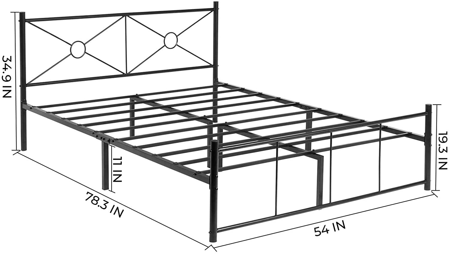 GZMR Black Modern Appearance Metal Full Size Bed Frame Black Full Metal ...