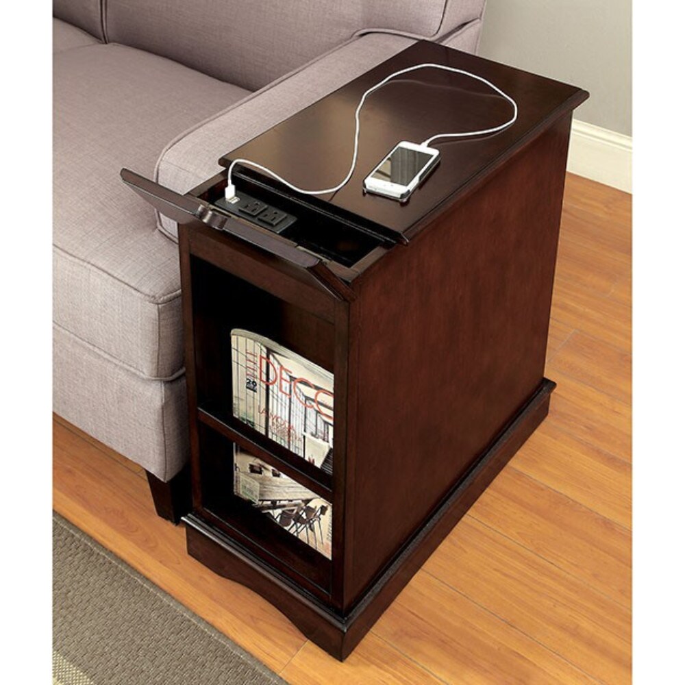 Benzara 12 In W X 24 In H Brown Wood Modern End Table With Storage Assembly Required At