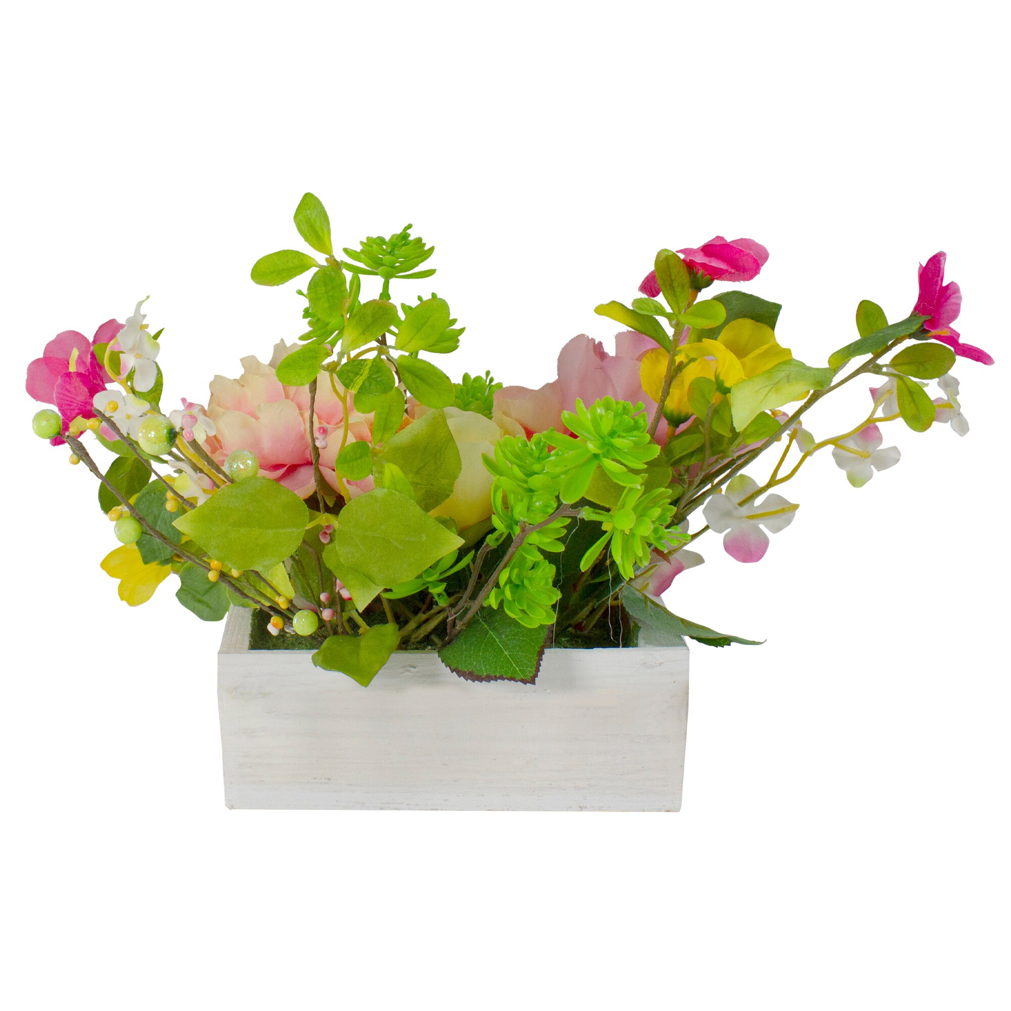 Blush Peony & Yellow Rose 10" Potted Floral Arrangement