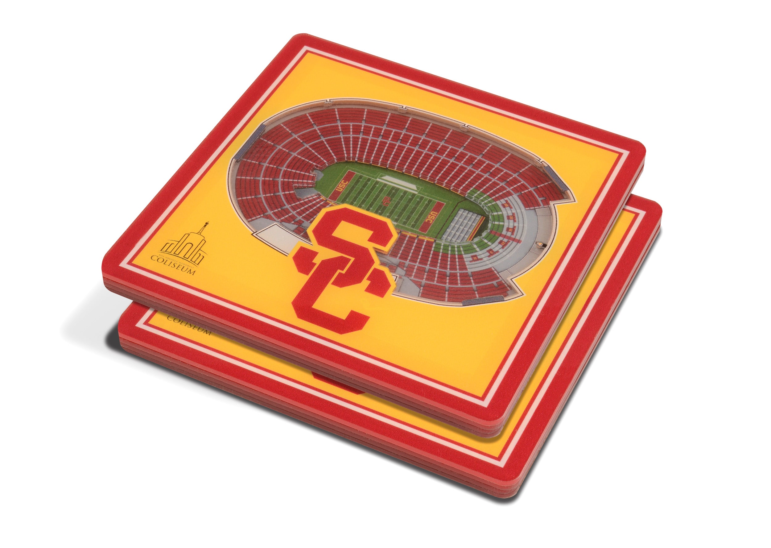StadiumViews 5022913 USC Trojans 3D StadiumView Coasters 2-Pack Acrylic Team Colors Bottle/Can Holder