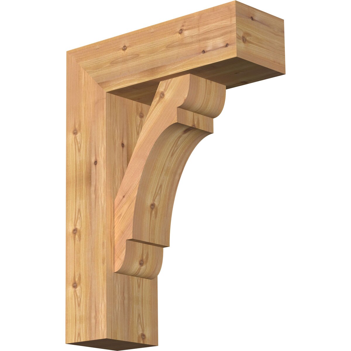 Ekena Millwork 1463572 Olympic Block Smooth Bracket with Offset Brace Western Red Cedar Wood Standard Bracket