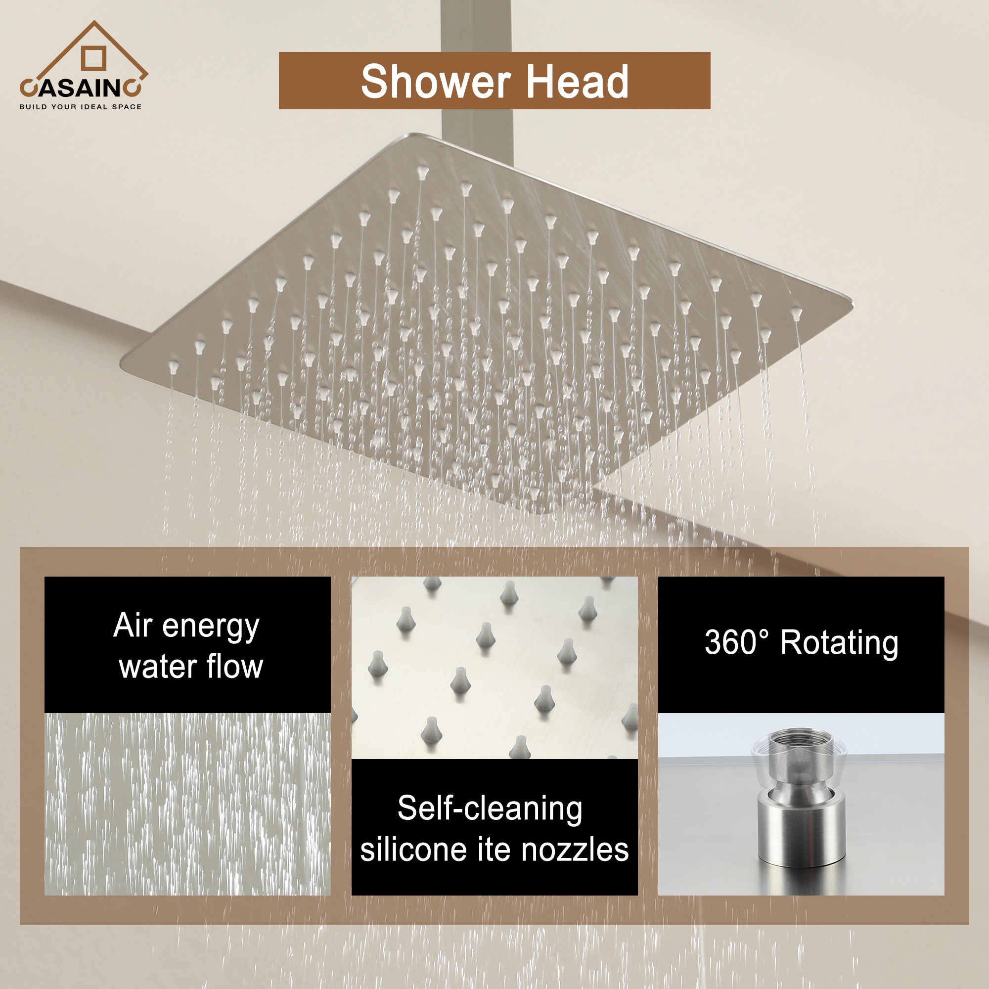 CASAINC CS3602-10BN Showerhead-Bar-Panels - View #10
