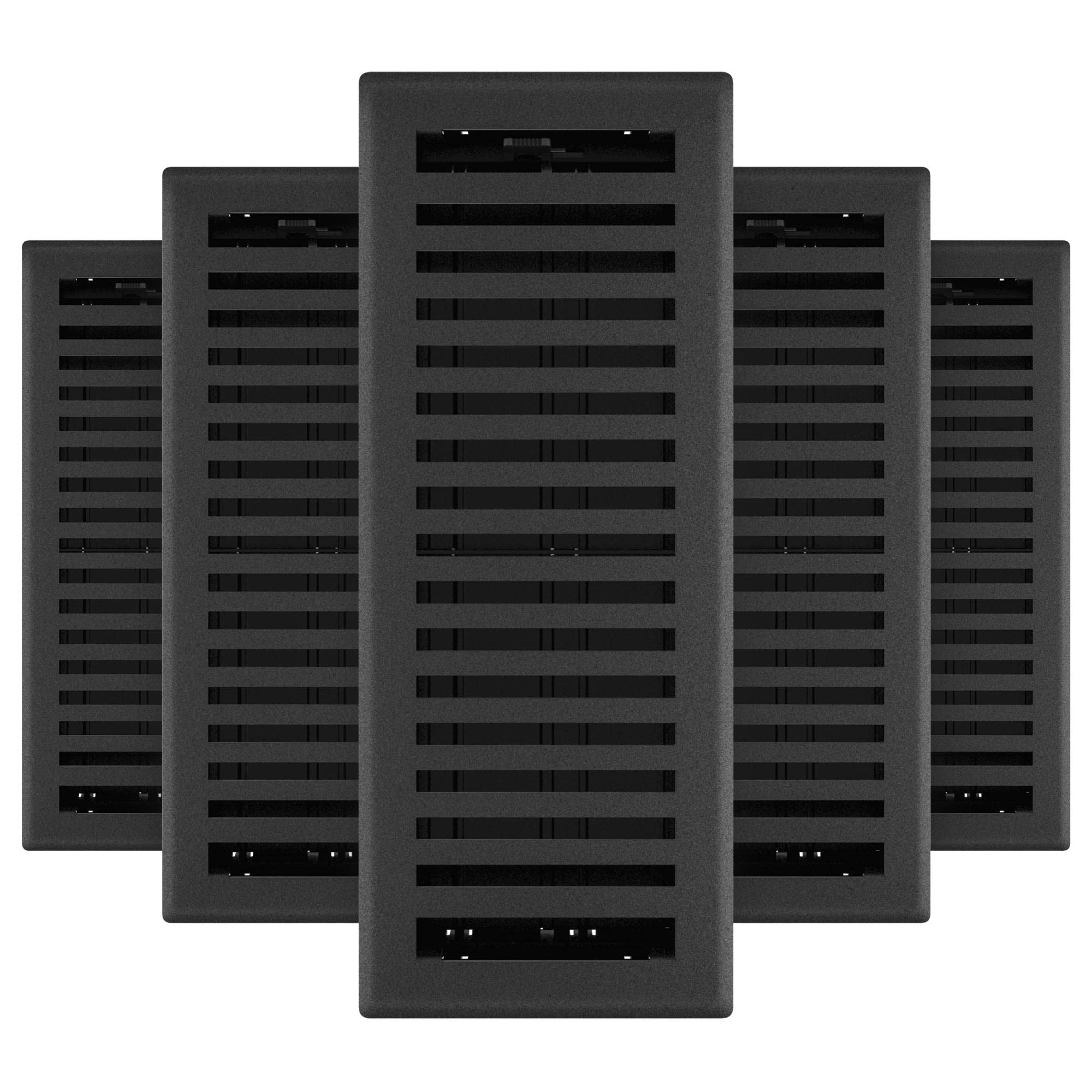 Imperial RG3440 4 x 12-Inch Montezuma Decorative Floor Register 5-Pack Black Iron #RG3440-E25B