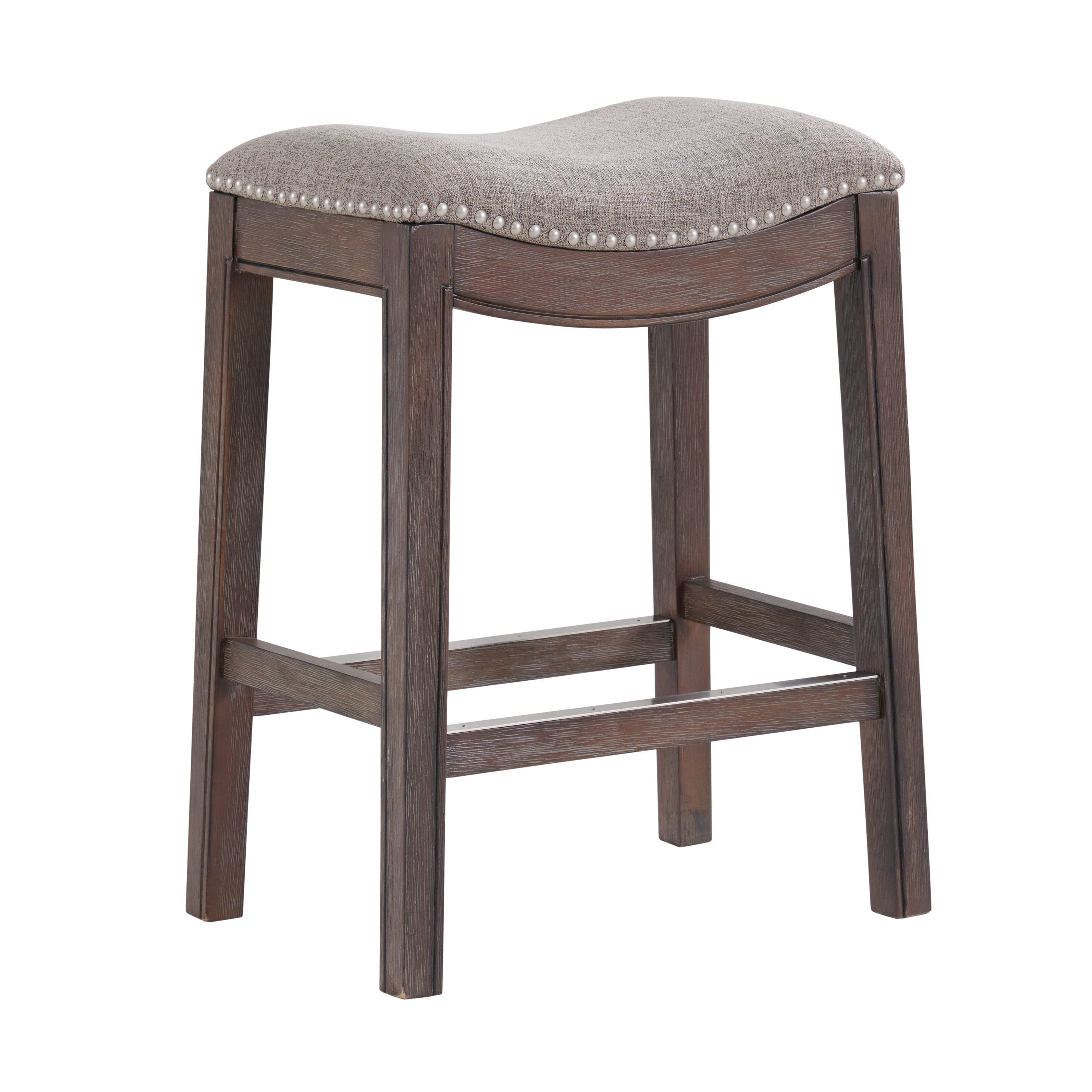 Alaterre Furniture ANWL05FDC Dark Brown 26-in H Counter height (24-in to 27-in) Square Seat Upholstered Wood Bar Stool
