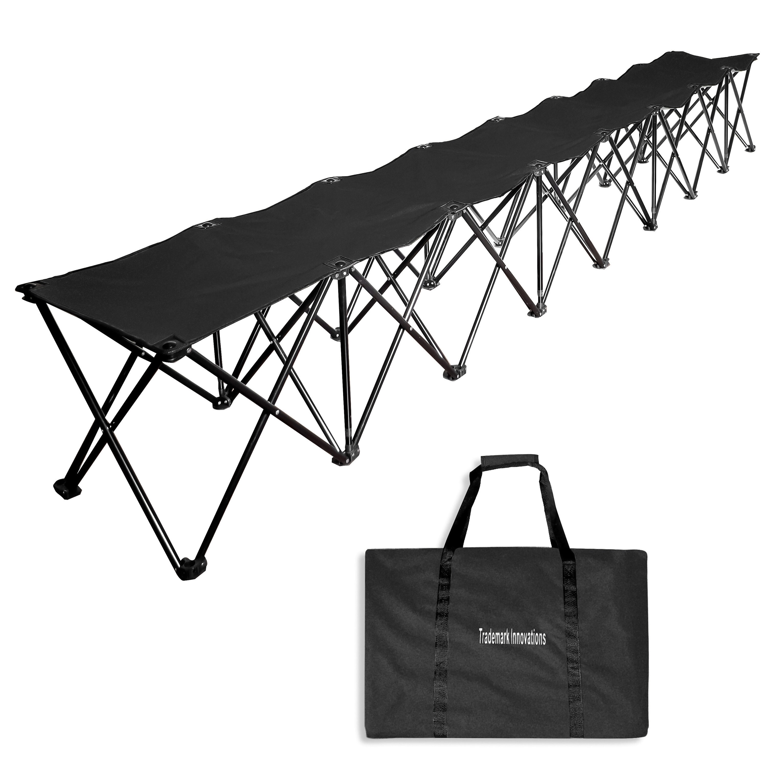 Trademark Innovations 8-SEATER Canvas Black Folding Beach chair