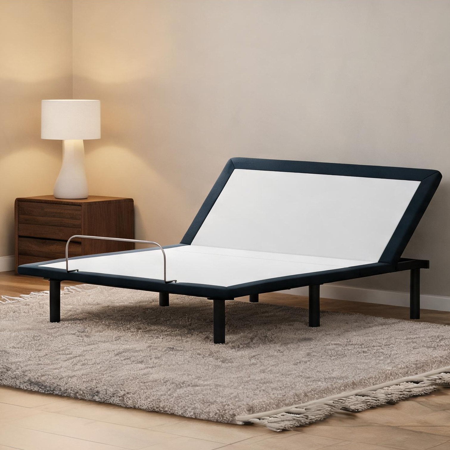 FlowLuxe Queen beds and Frames and combining 79 x 59 x 15 in soft gray and Metal Frame