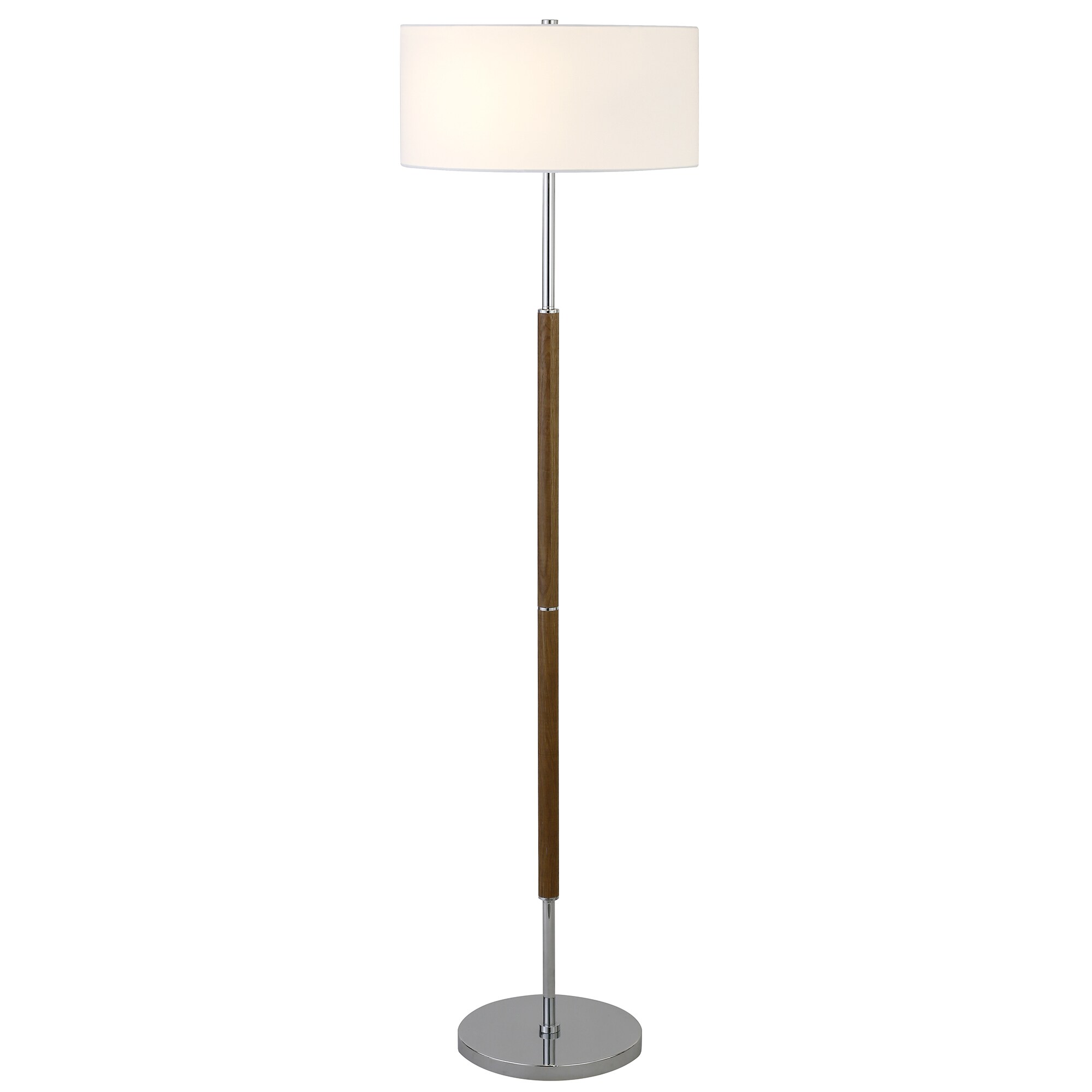 Rustic Oak & Polished Nickel 61.5" Smart Floor Lamp with Dual Bulb
