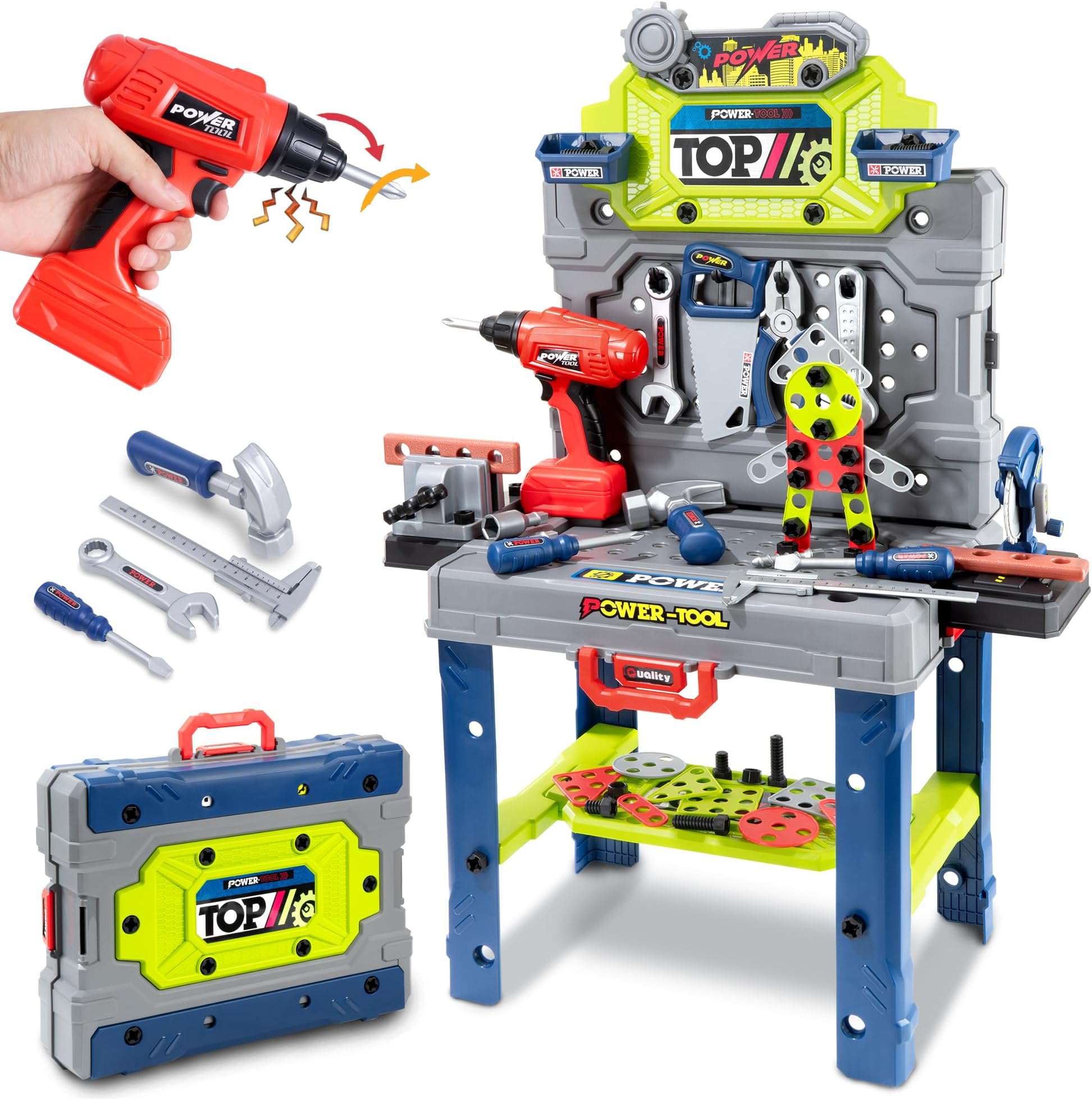 Aoibox 203 Piece Kids STEM Tool Kit with 32 inch Folding Workbench