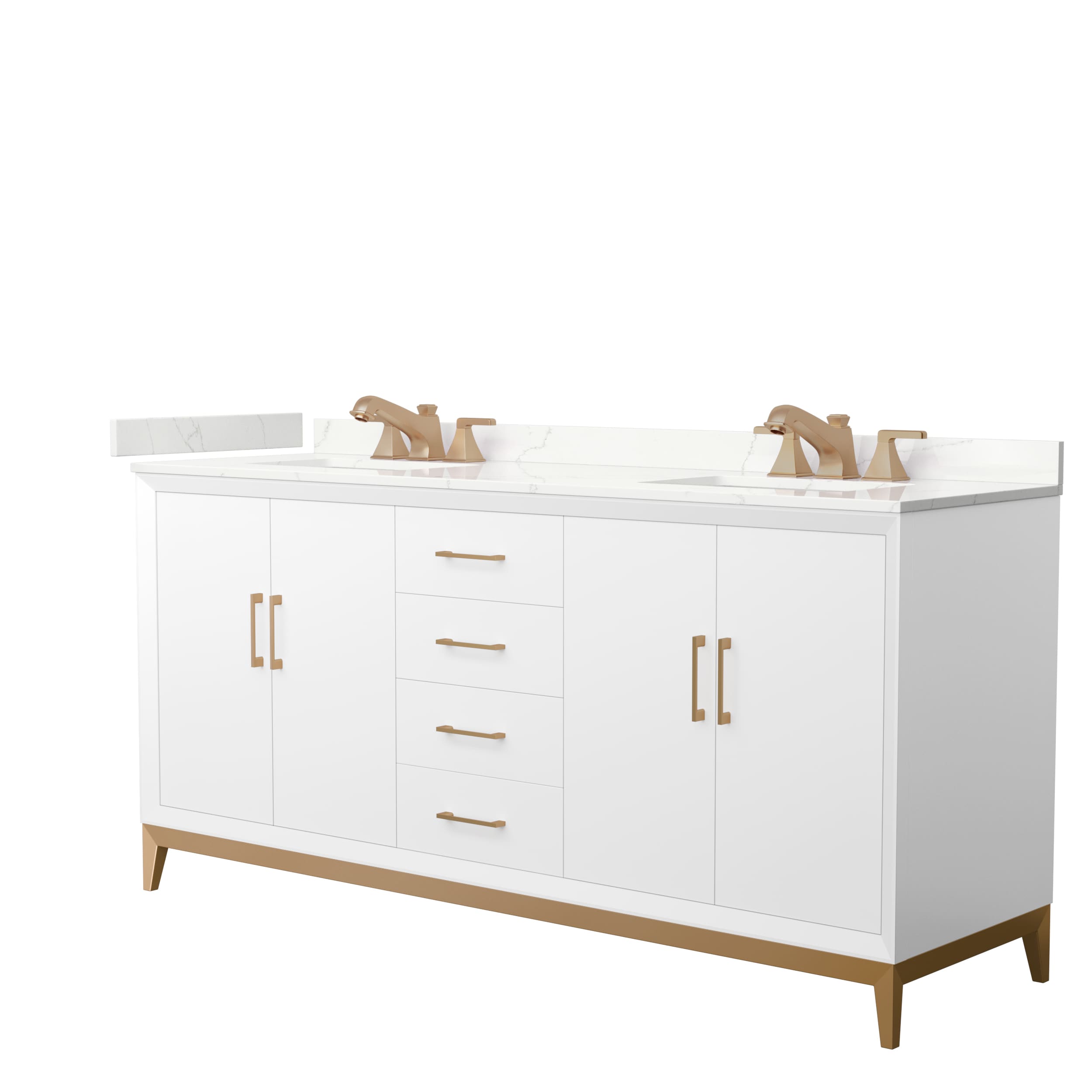 Wyndham Collection WCH818172DWZGTUS3MXX Amici 72-in White Undermount Double Sink Bathroom Vanity with Giotto Quartz Top