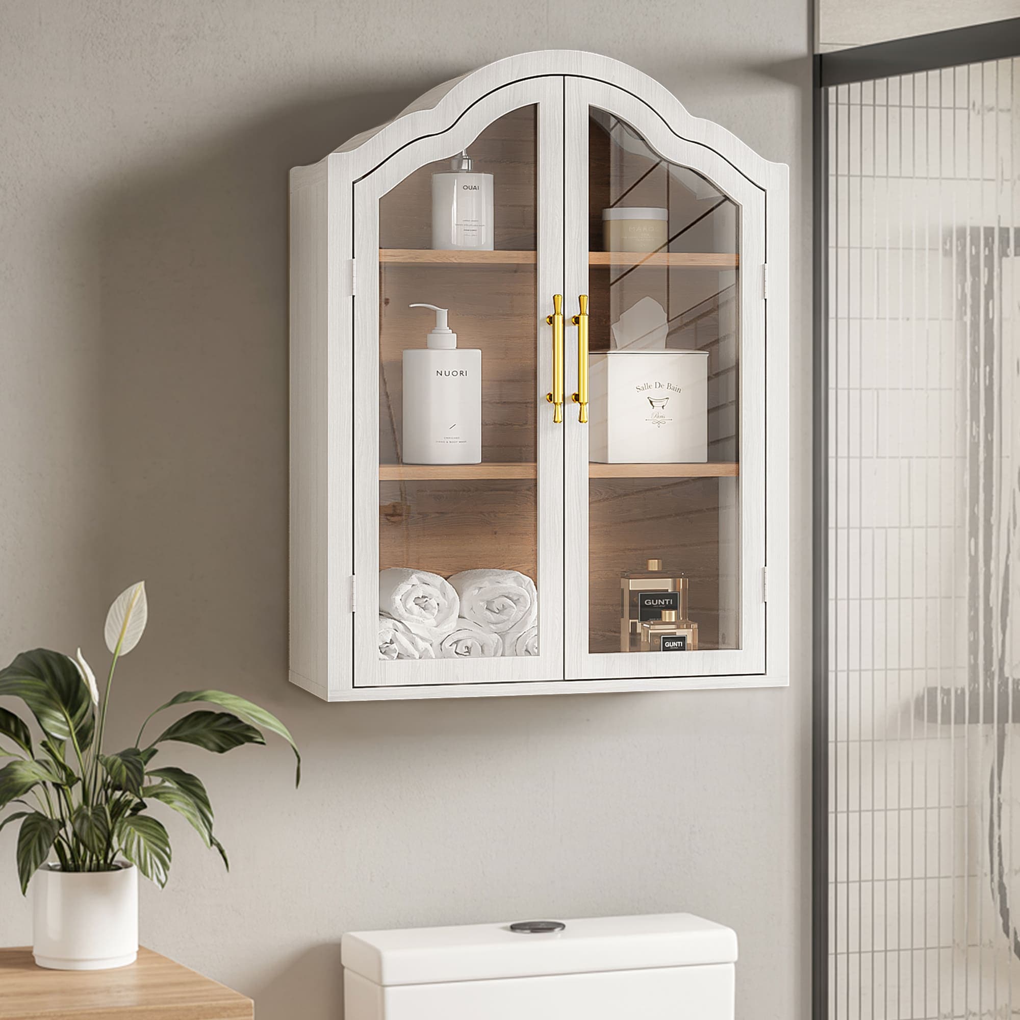 LTMATE 23.6-in W x 31.5-in H Wood White Wall-mount Utility Storage Cabinet