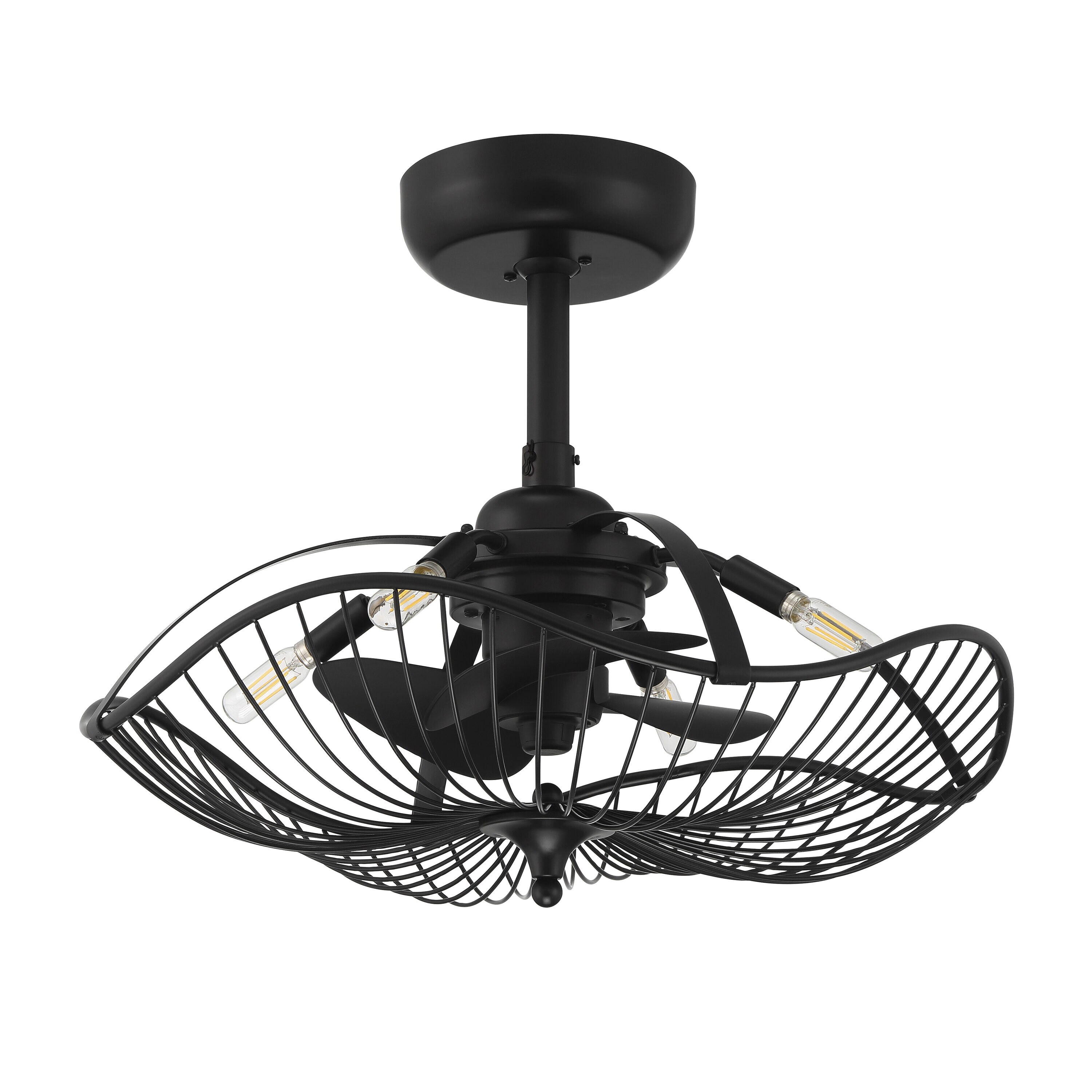 Arranmore Lighting & Fans AR-2338MB Auri 22-in Matte Black Indoor/Outdoor Fandelier Ceiling Fan with Light and Remote (3-Blade)