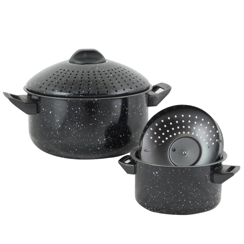 4 Piece Pasta Pot Set with Built-in Strainer, Black, 4 PIECE SET - Baker's