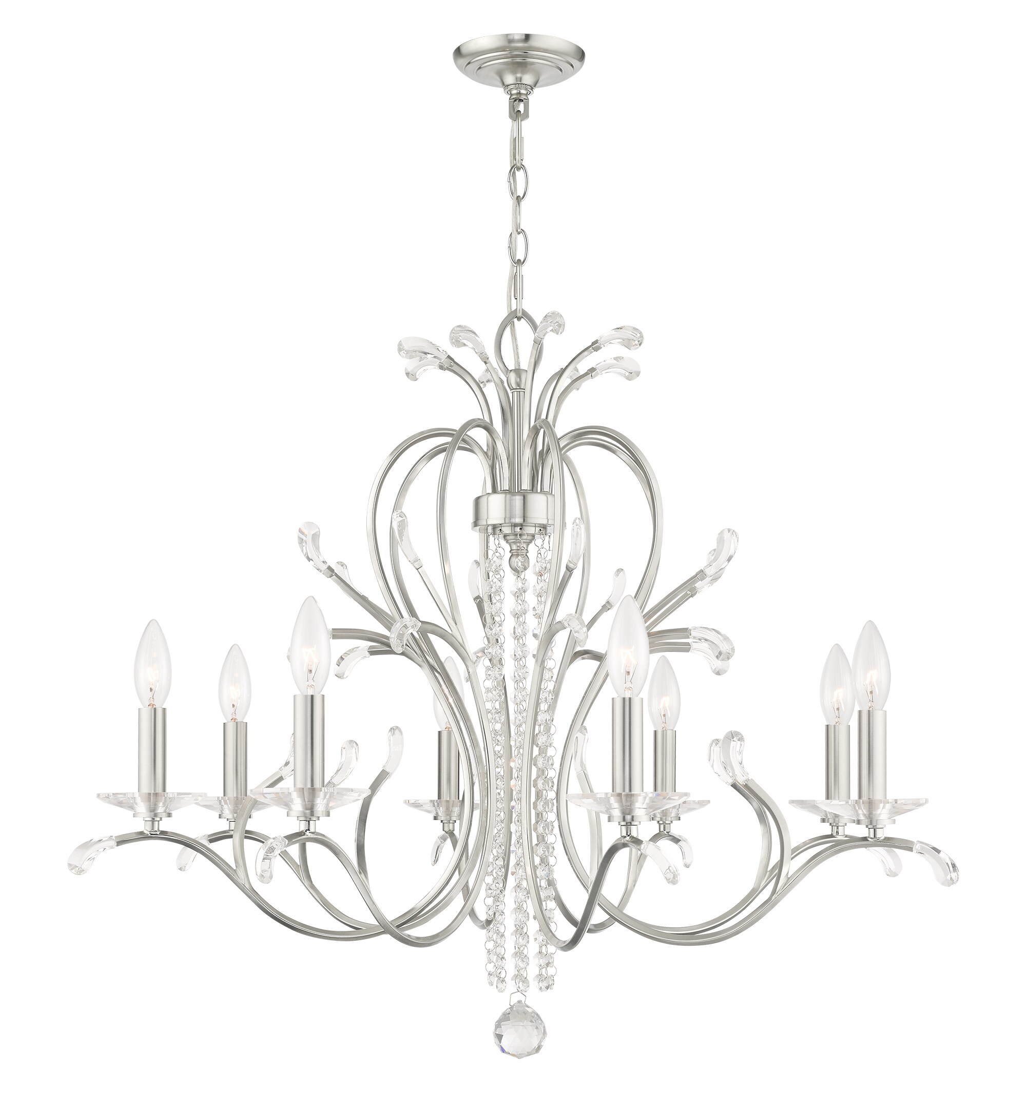 Livex Lighting 51008-91 Serafina 8 -Light Brushed Nickel Transitional Crystal For Use in Bathrooms, Bedrooms, Dining Rooms, Foyers, Kitchens, Living Rooms Chandelier