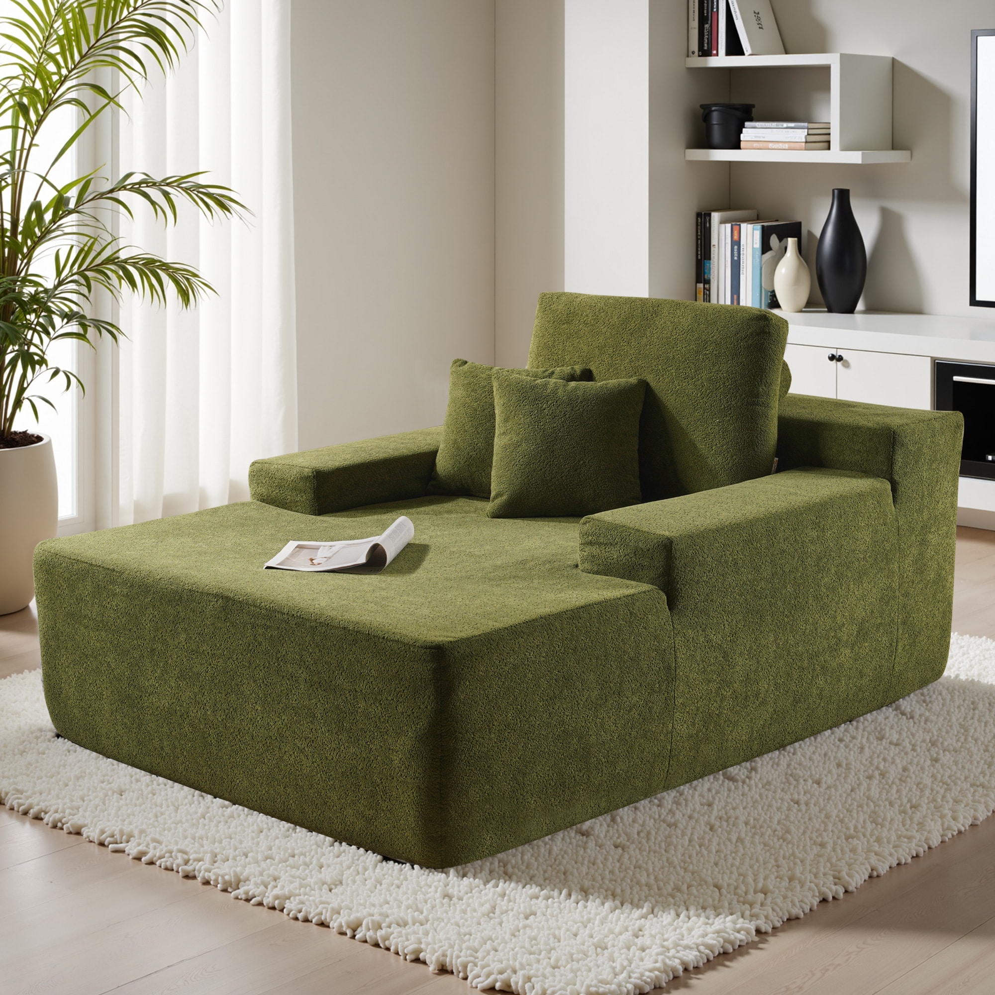 Pouuin SJO-JO670 48.4-in Modern Green Sofa