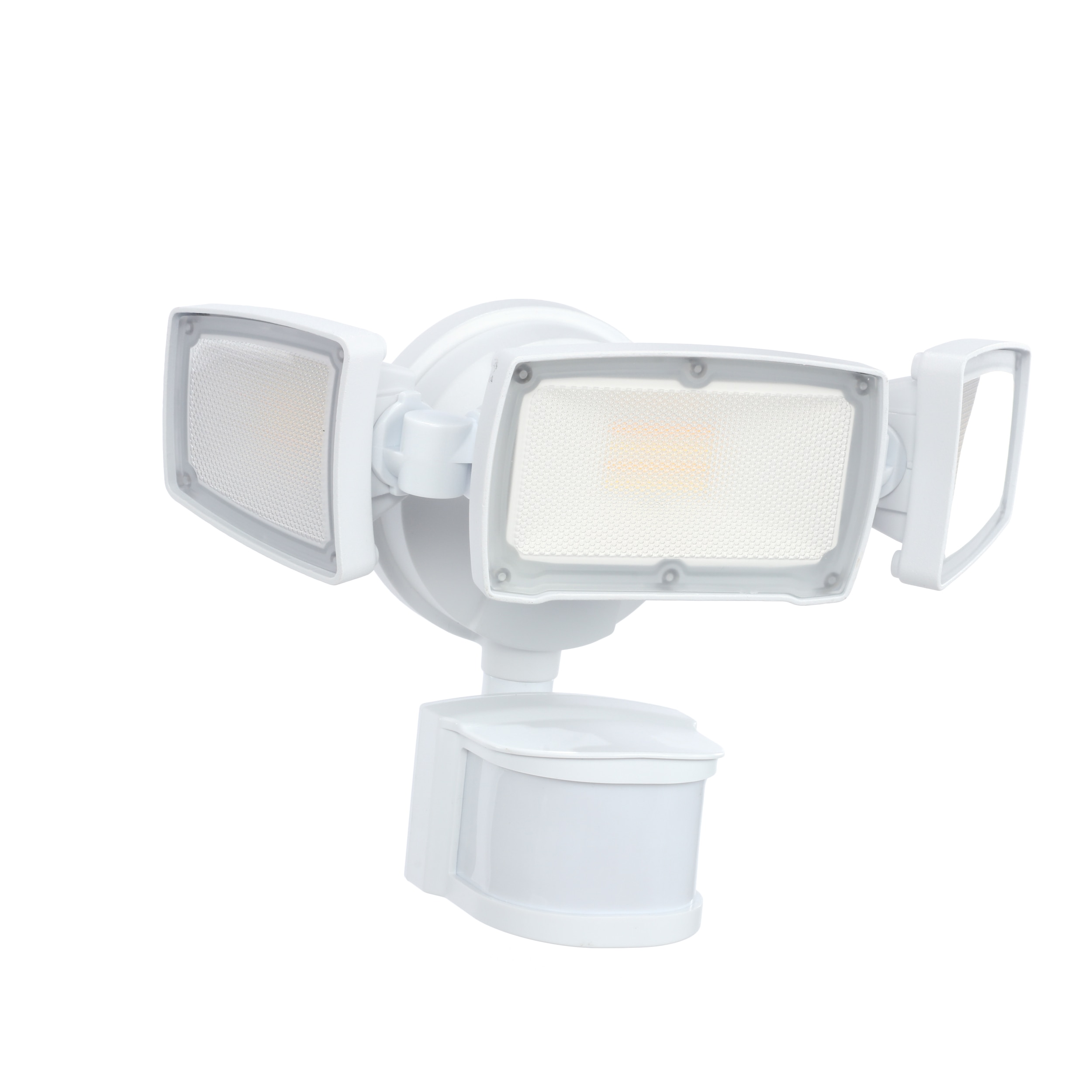 Good Earth Lighting 240-Degree 45-Watt EQ Hardwired LED White 3-Head Motion- Activated Flood Light with Timer 3300-Lumen in Motion-Sensor Flood Lights department at Lowes.com