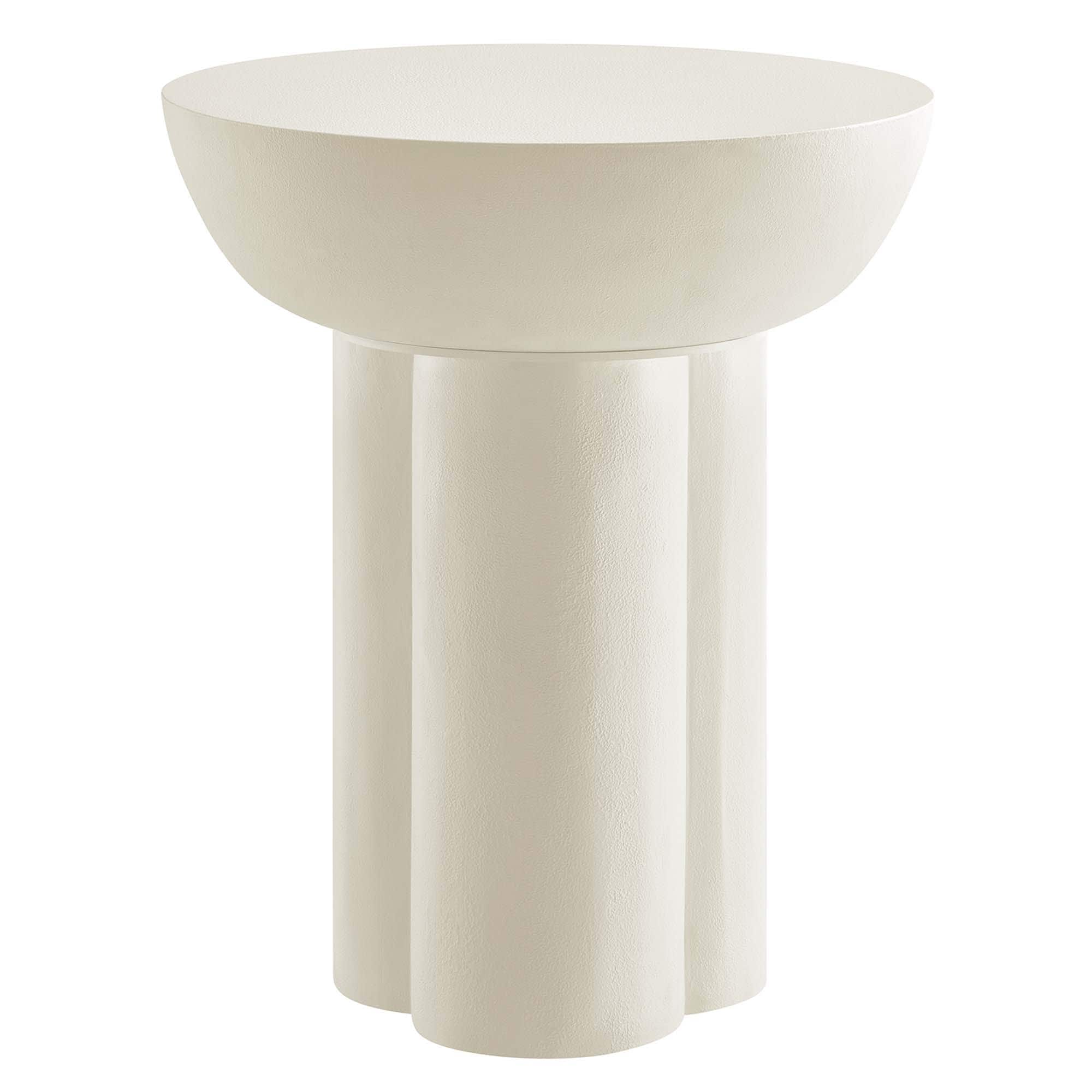 Caspian Round Concrete Side Table in White