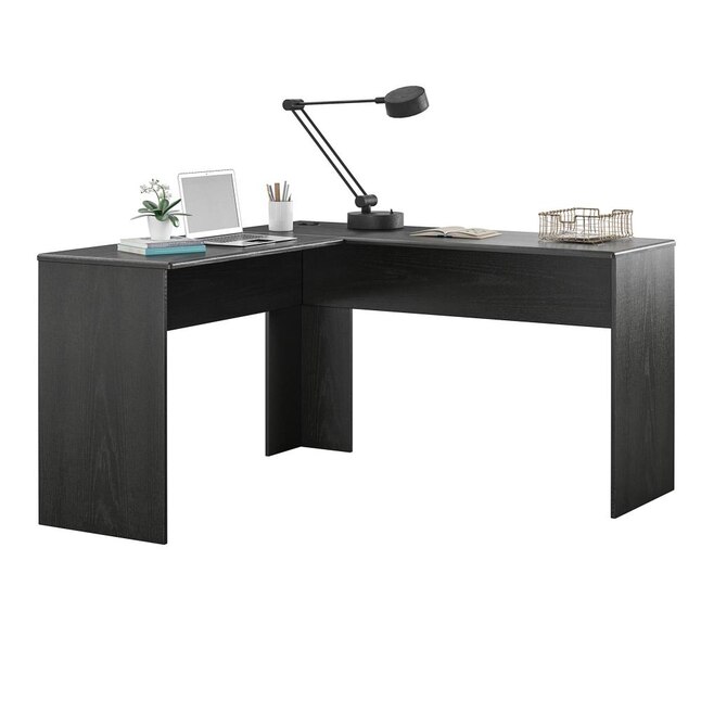 Black Modern Contemporary L Shaped Desk, White Desk With File Cabinet Drawers In Nepali