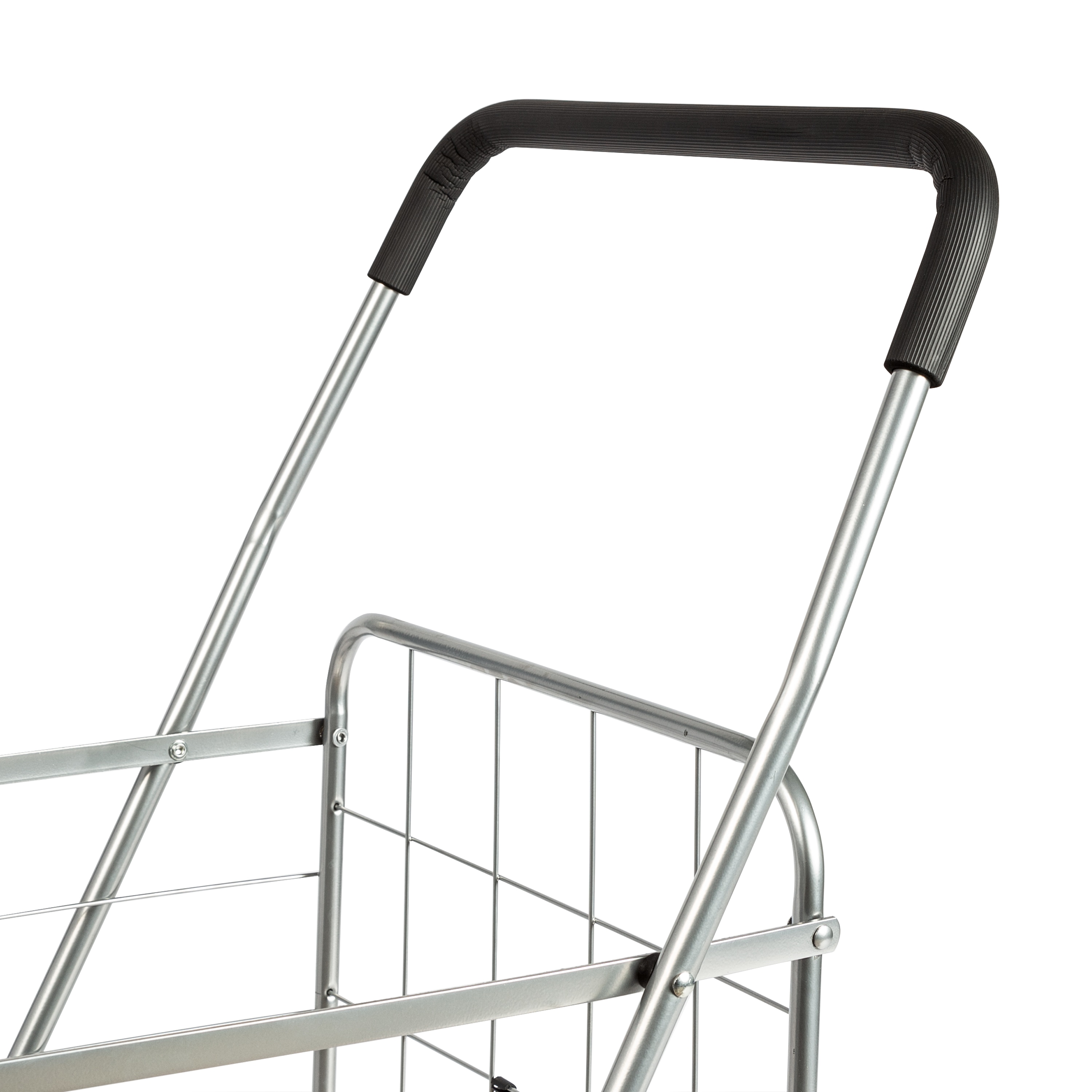 Silver Steel 4-Wheel Folding Utility Cart with Rubber Grip