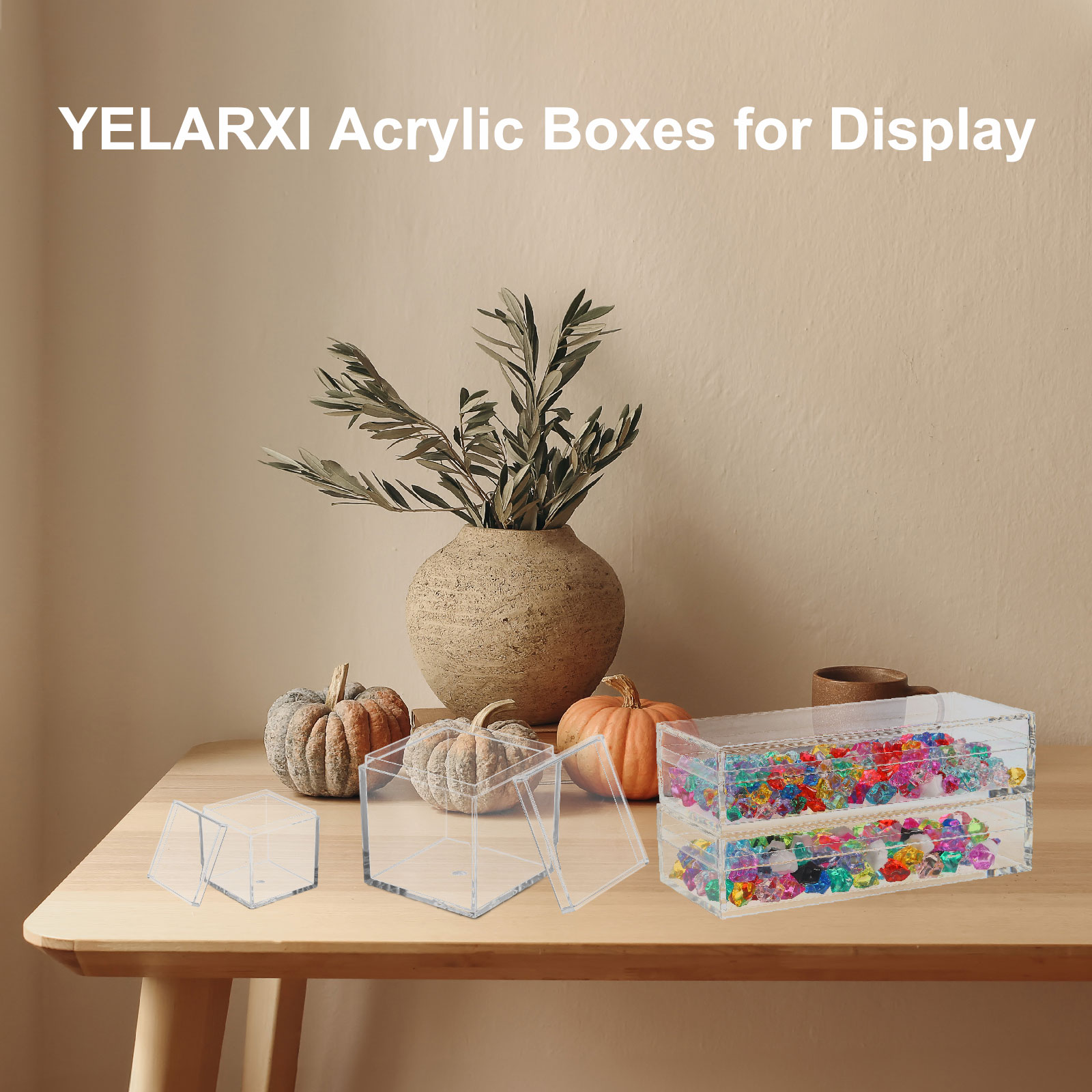 Unique Bargains Acrylic Box with Lid 3.35 x 3.35 x 1.38 in Acrylic ...