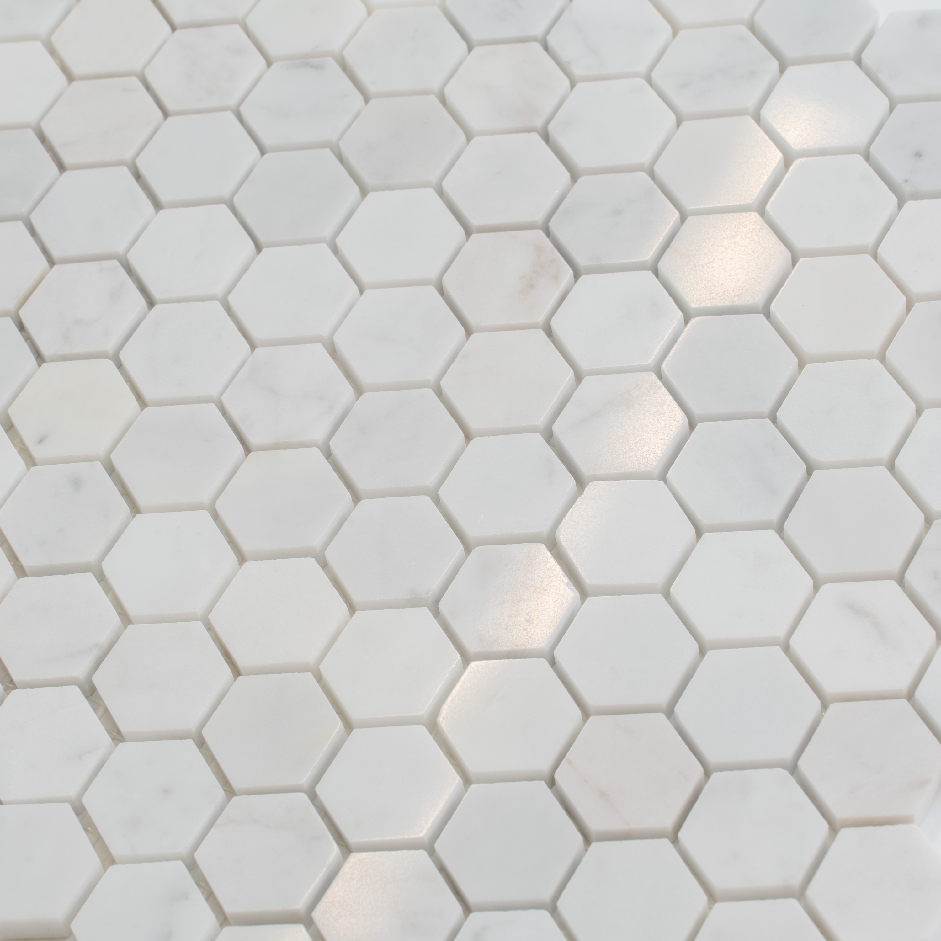 Apollo 11.2" x 11.7" White Hexagon Polished Marble Mosaic Tile
