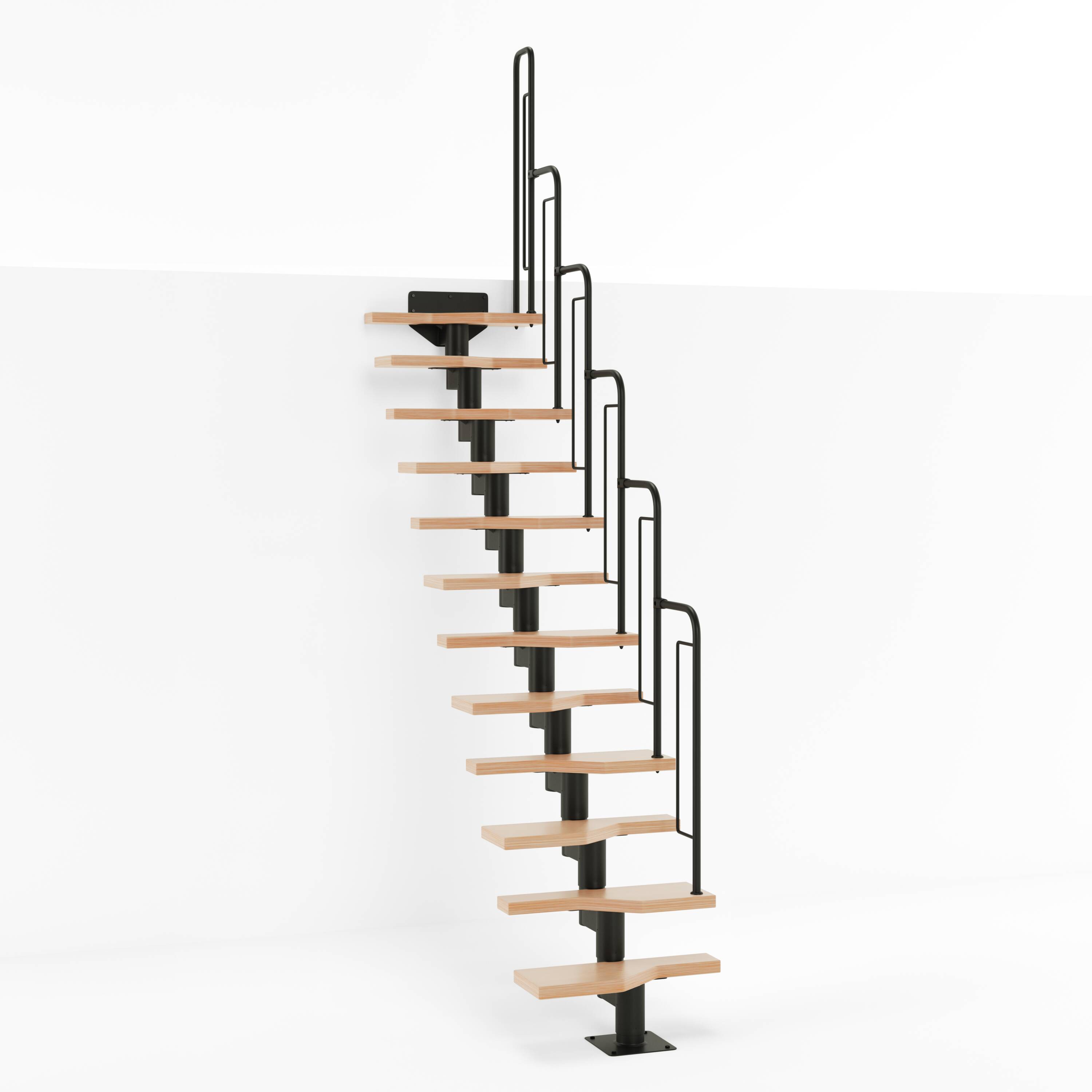 DOLLE 68440 Graz 9.5-ft 1 Platform Rails Black Modular Staircase Kit , Fits Height: 87.5-in to 115-in ( 12 Treads )