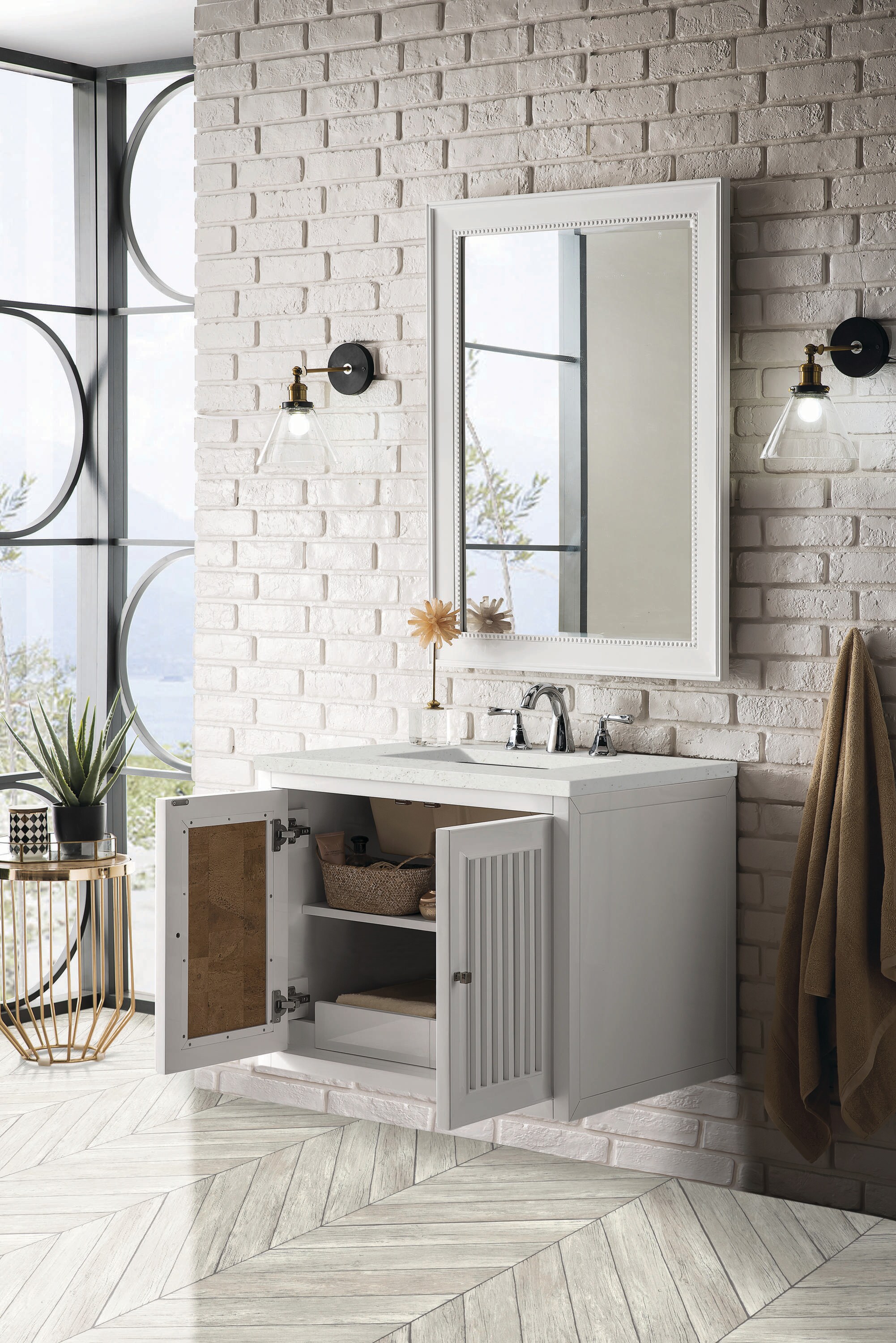 Athens 30" Glossy White Single Bathroom Vanity with Quartz Top