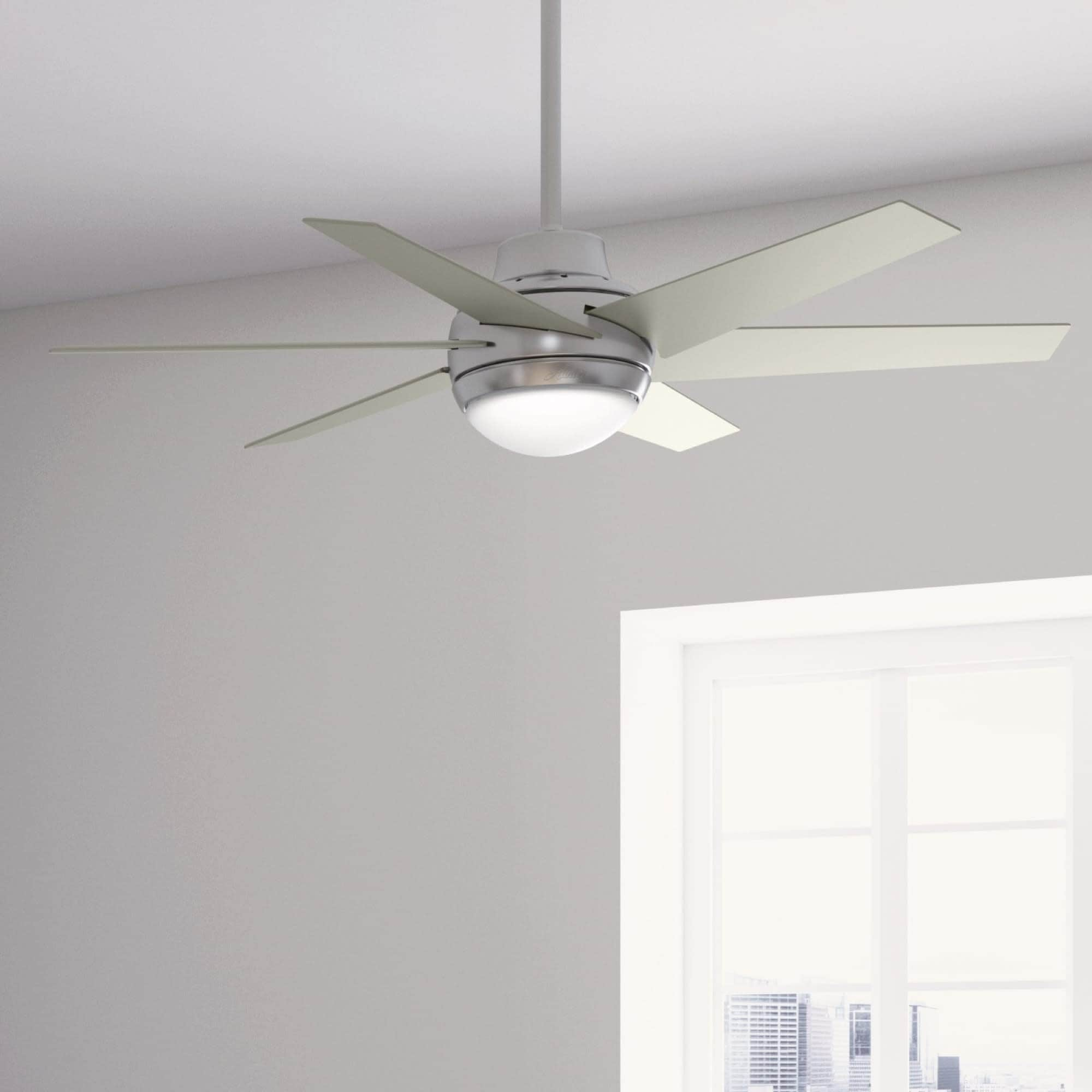 Hunter Sotto 52-in Brushed Nickel Indoor Ceiling Fan with Light and ...