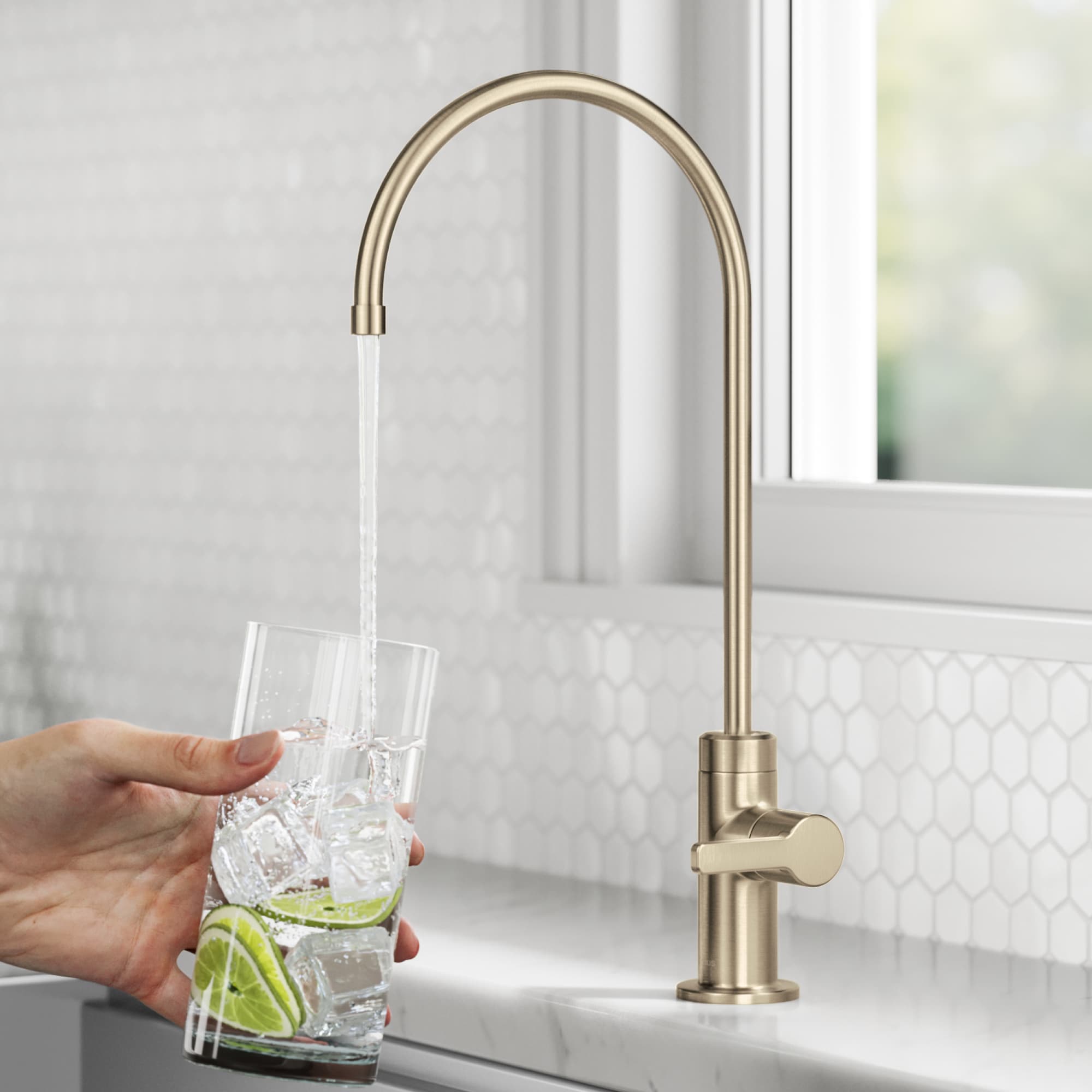 Kraus FF-103SFACB Oletto Spot Free Antique Champagne Bronze Deck-mount Cold Water Dispenser
