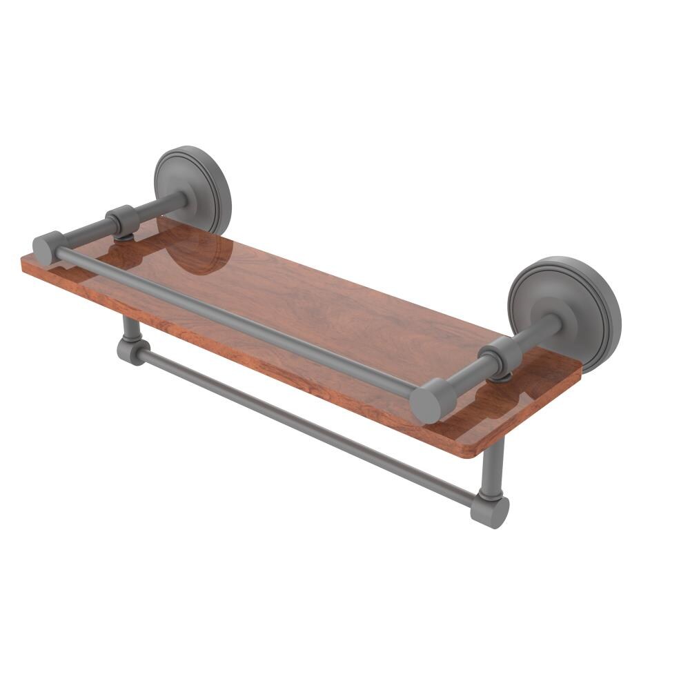 Allied Brass PRBP-1TB16-GL-IW-GYM Prestige Regal Matte Gray 1-Tier Wall Mount Bathroom Shelf (16-in X 5-in)