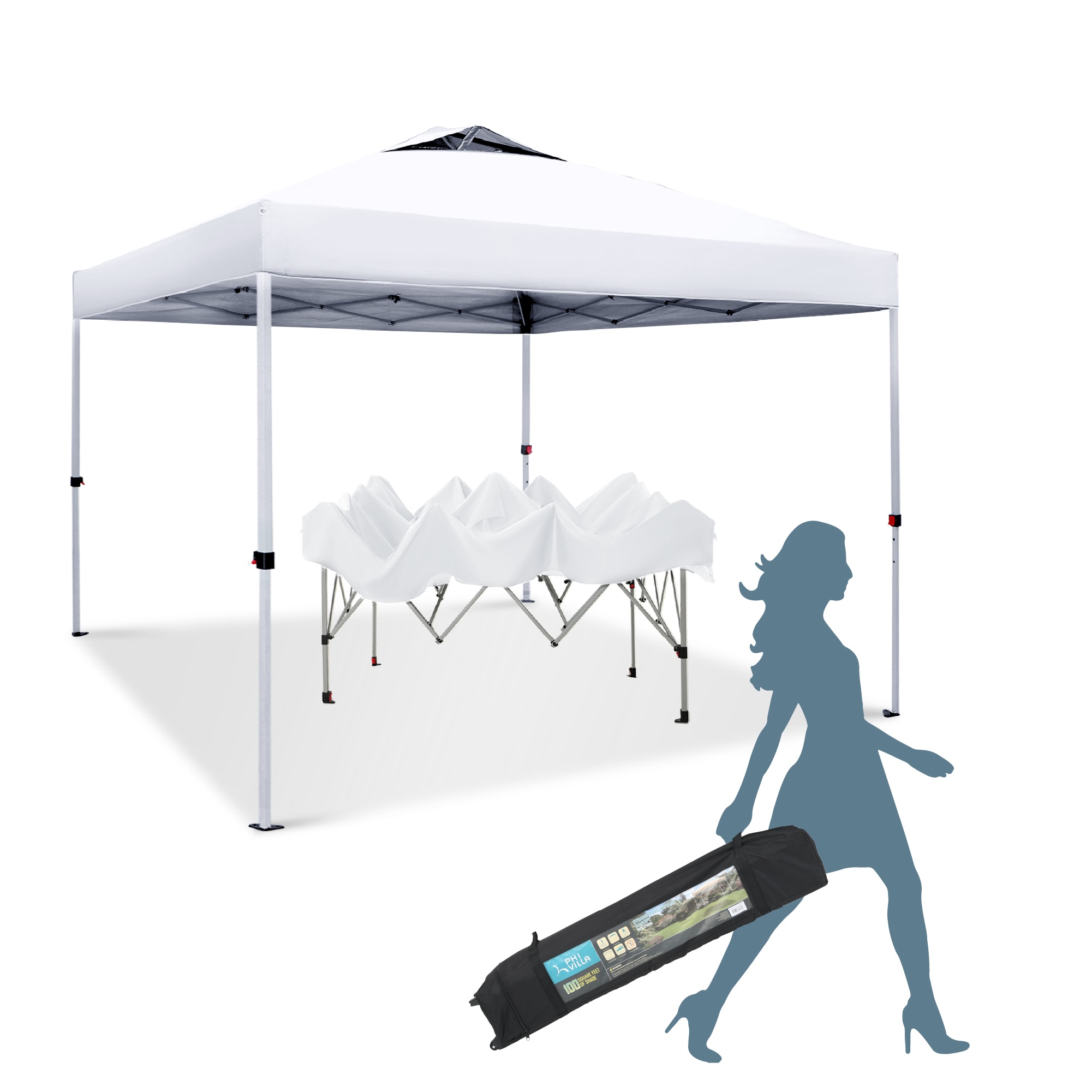 Sunshine Valley GA023-WH 10-ft x 10-ft Square White Pop-up canopy