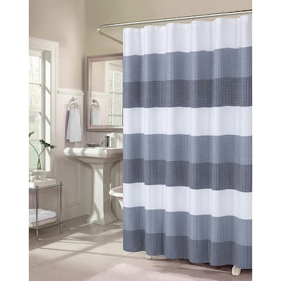 Polyester Navy Striped Shower Curtain, Navy Blue Ombre Shower Curtain