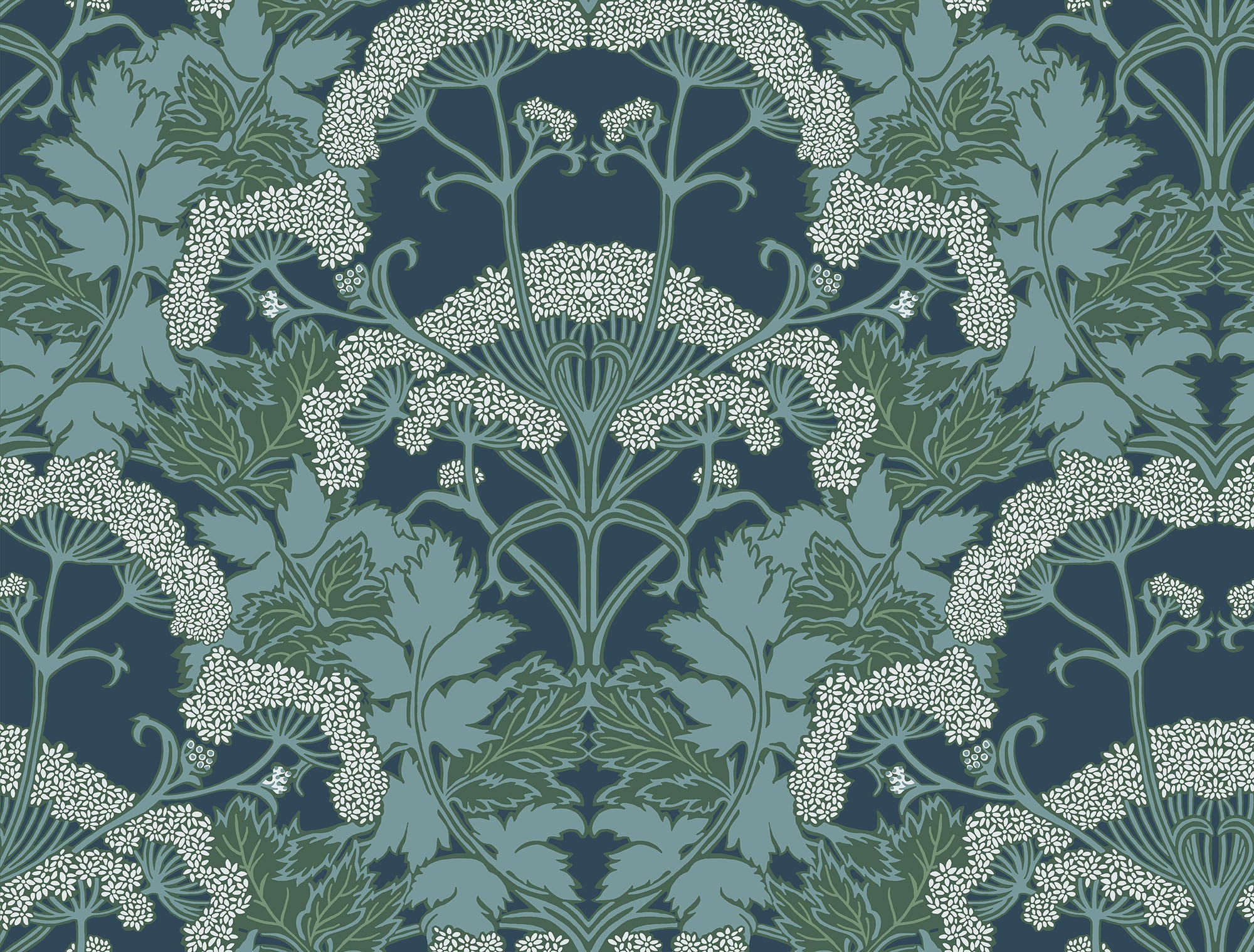 York Wallcoverings NV5558 Modern Heritage 125th Anniversary 60.8-Sq. Feet Blue Non-woven Ivy/Vines Unpasted Wallpaper