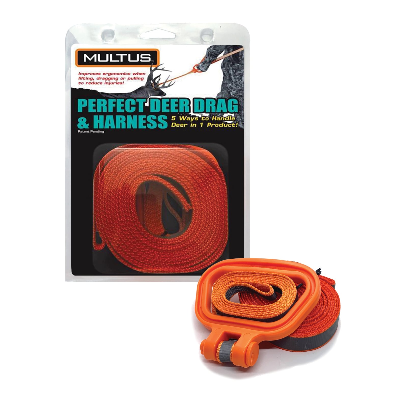 MULTUS Perfect Deer Drag and Harness- Orange Handle in the Moving