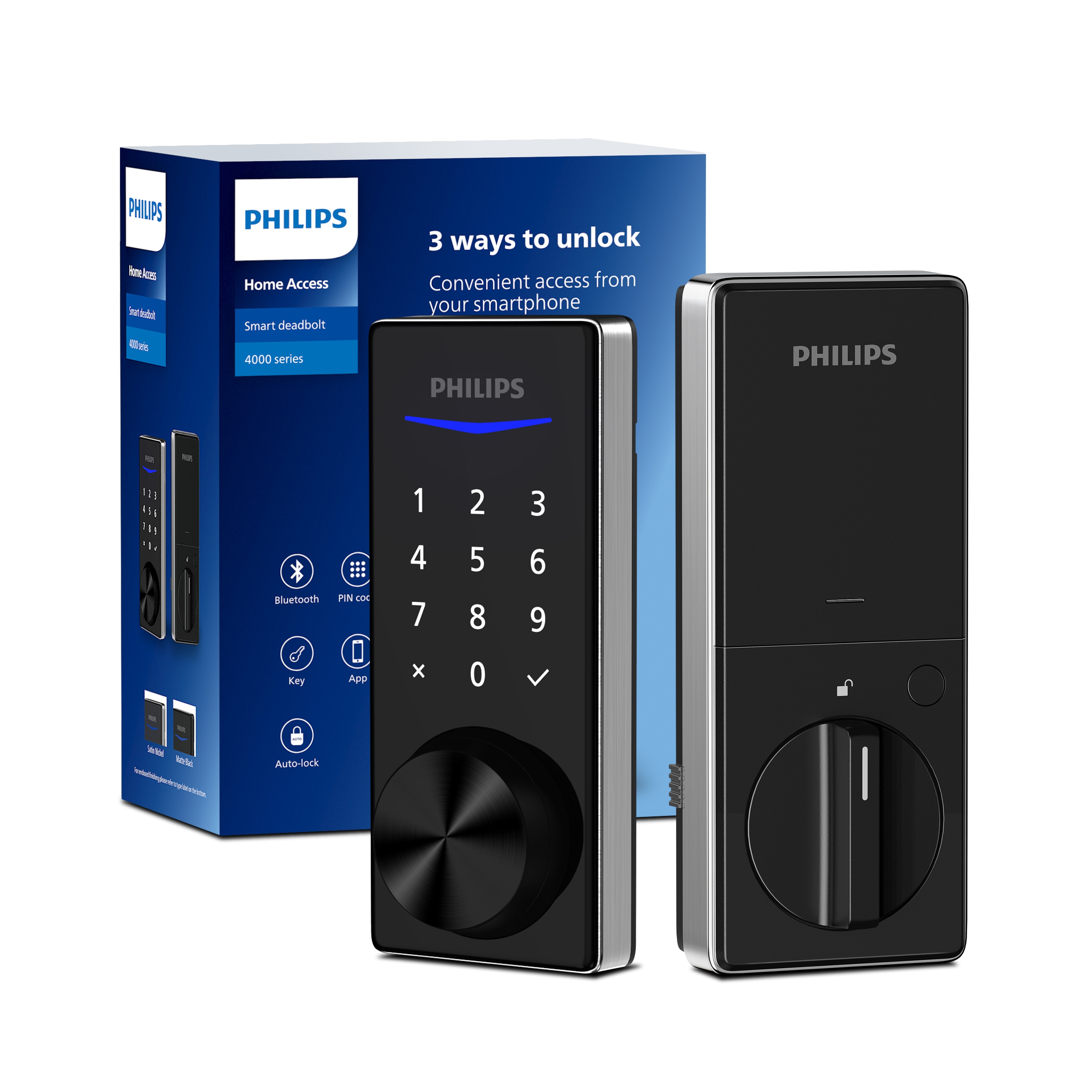 Philips DDL240X-15HB-SN Satin Nickel Smart Lock Electronic Deadbolt with Wifi Bluetooth and Touchscreen Keypad