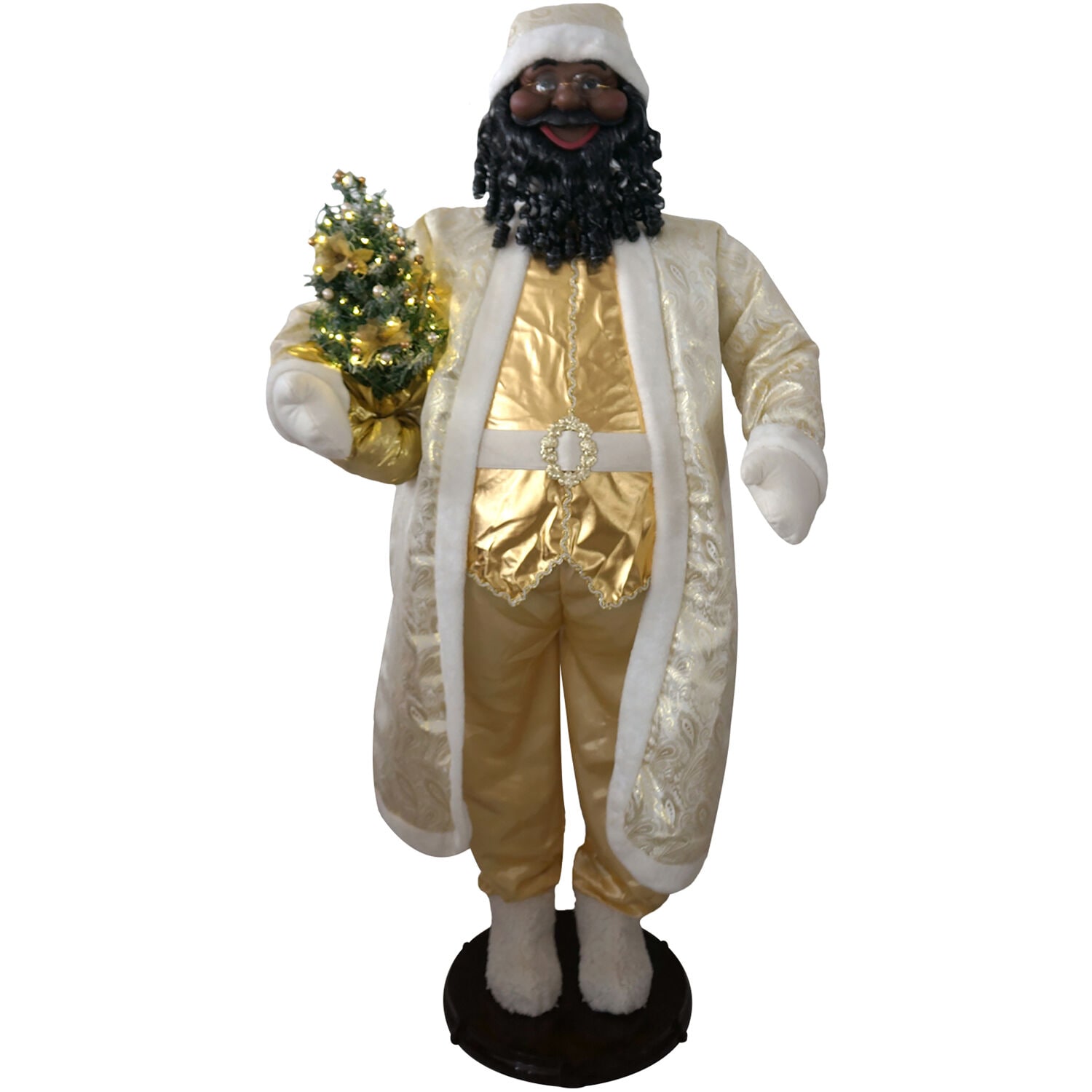 Fraser Hill Farm FASC058-2GL1-AA 58-Inches Musical Animatronic Black Santa Battery-operated Christmas Decor