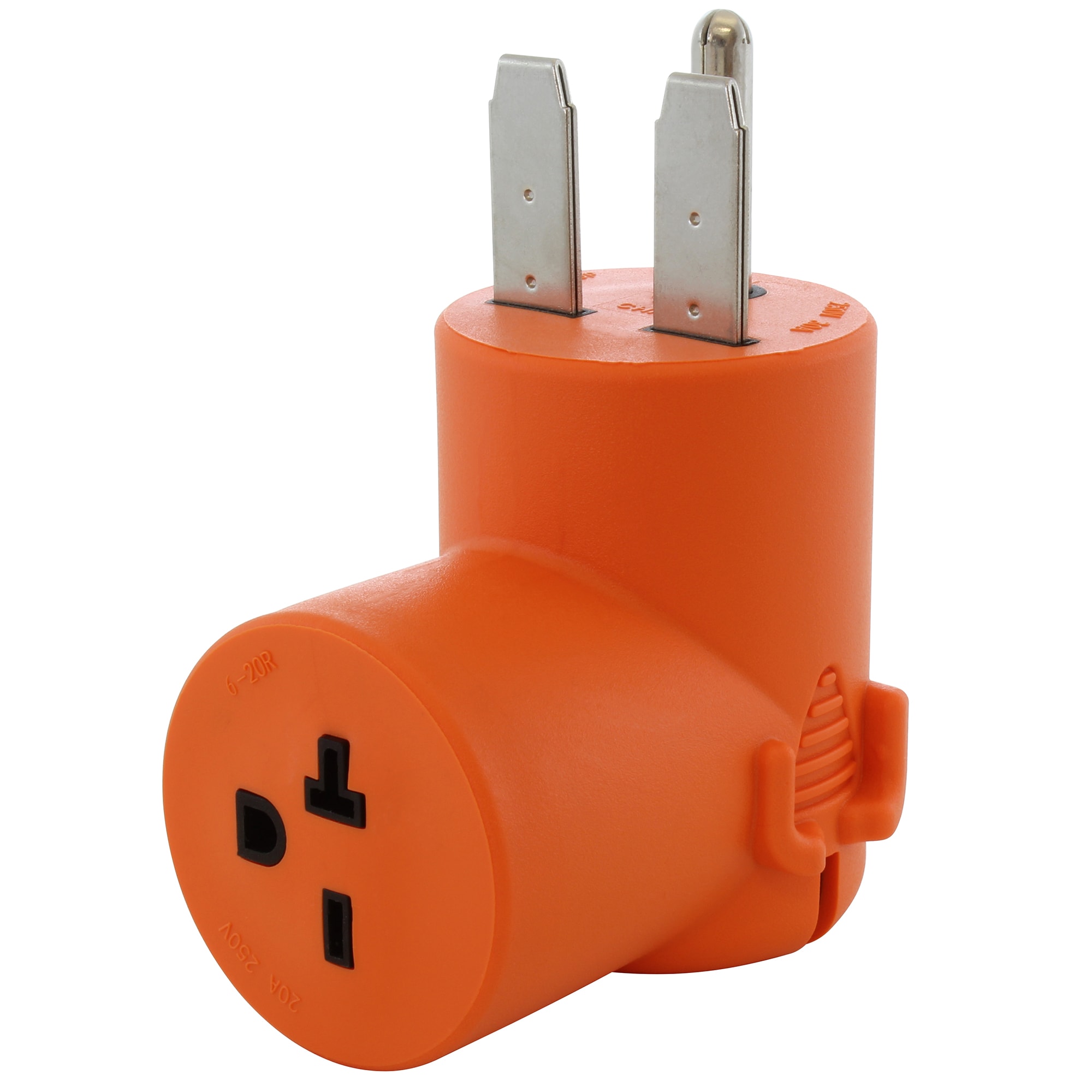 AC WORKS NEMA 6-30 Male Plug to NEMA 6-20 Female Connector 20-Amp 3-wire  Grounding Single To Single Orange Basic Elbow Adapter in the Adapters &  Splitters department at