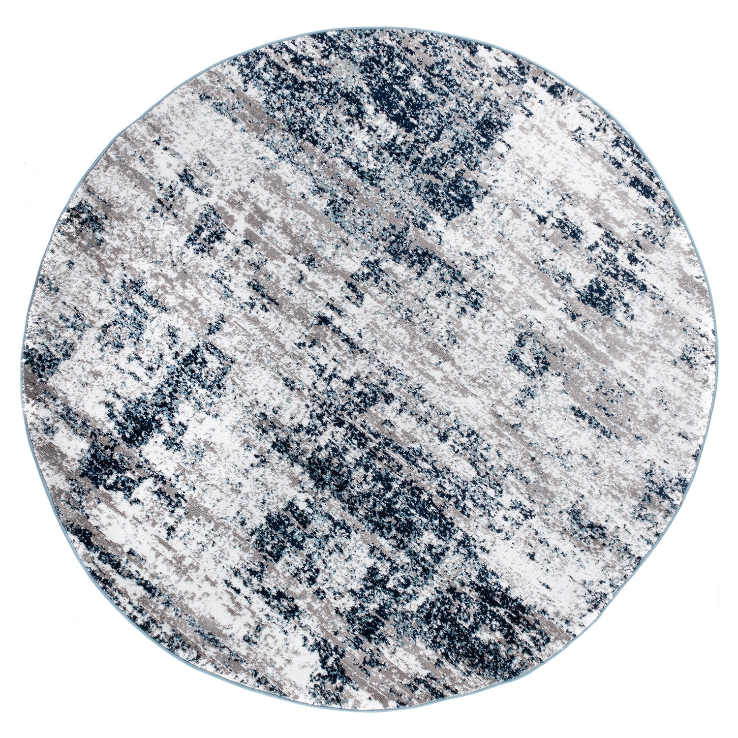 World Rug Gallery 910BLUE8RND 8 x 8 (ft) Loomed Polypropylene Blue Round Indoor Distressed/Overdyed Global Area rug