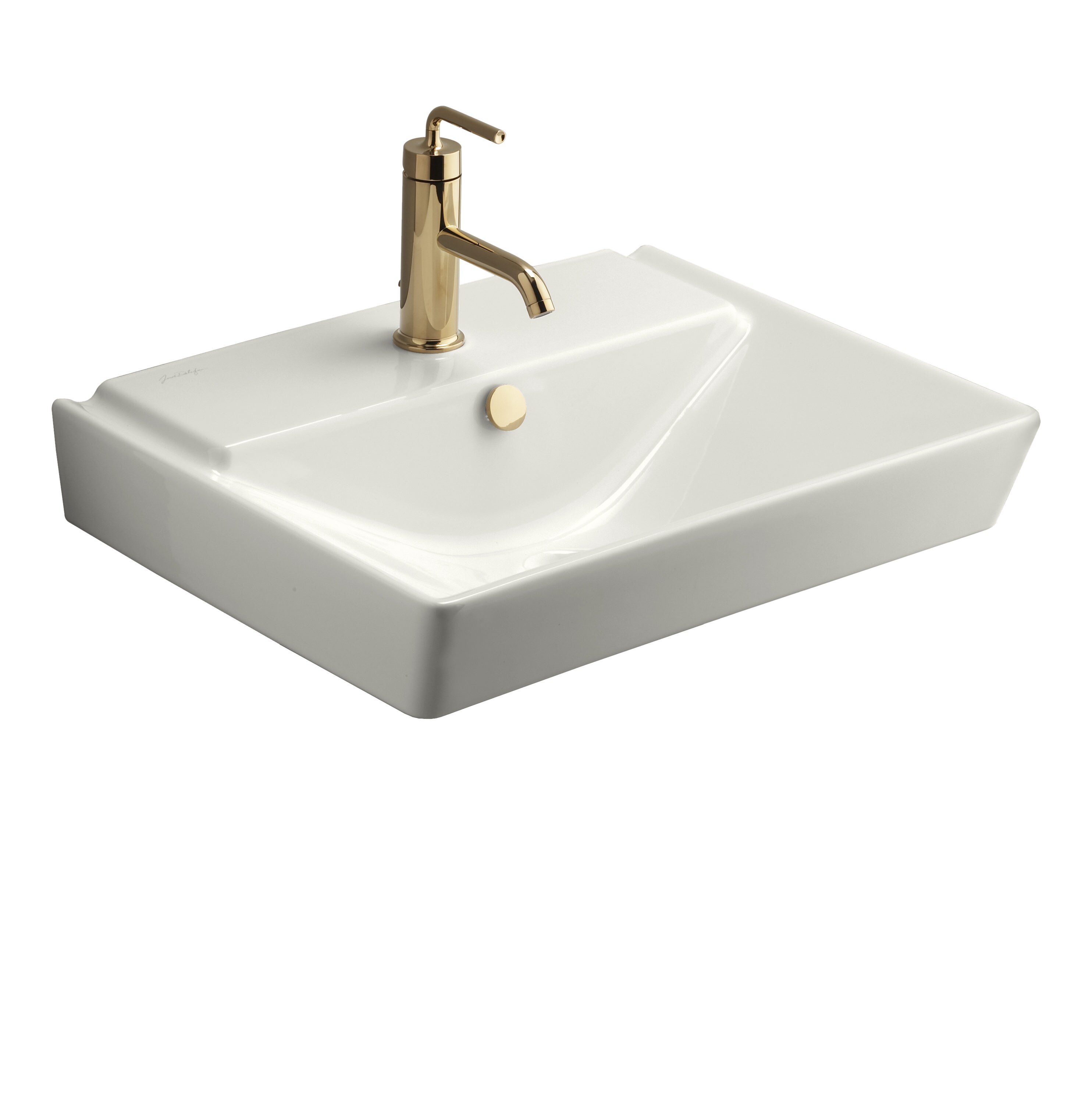 KOHLER Reve White Fire Clay Wall-mount Rectangular Bathroom Sink with ...