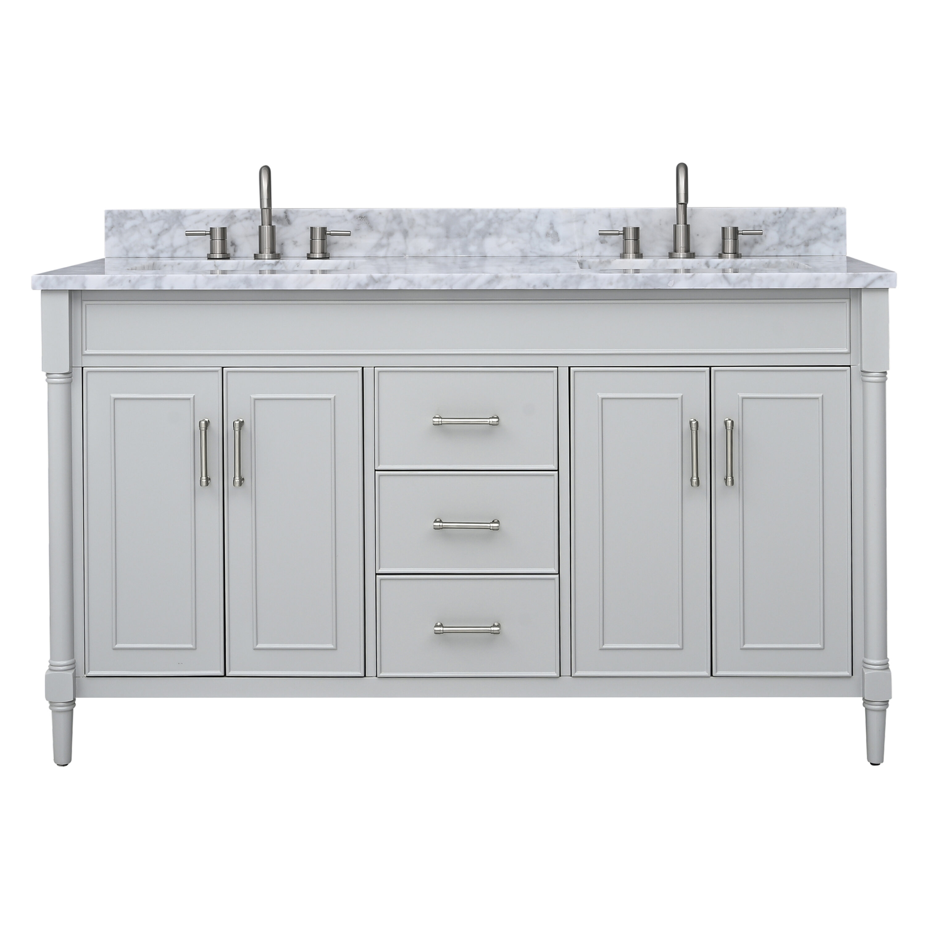 Avanity BRISTOL-VS61-LG-C 61-in Light Gray Undermount Double sink Bathroom Vanity with Carrara white Marble Top