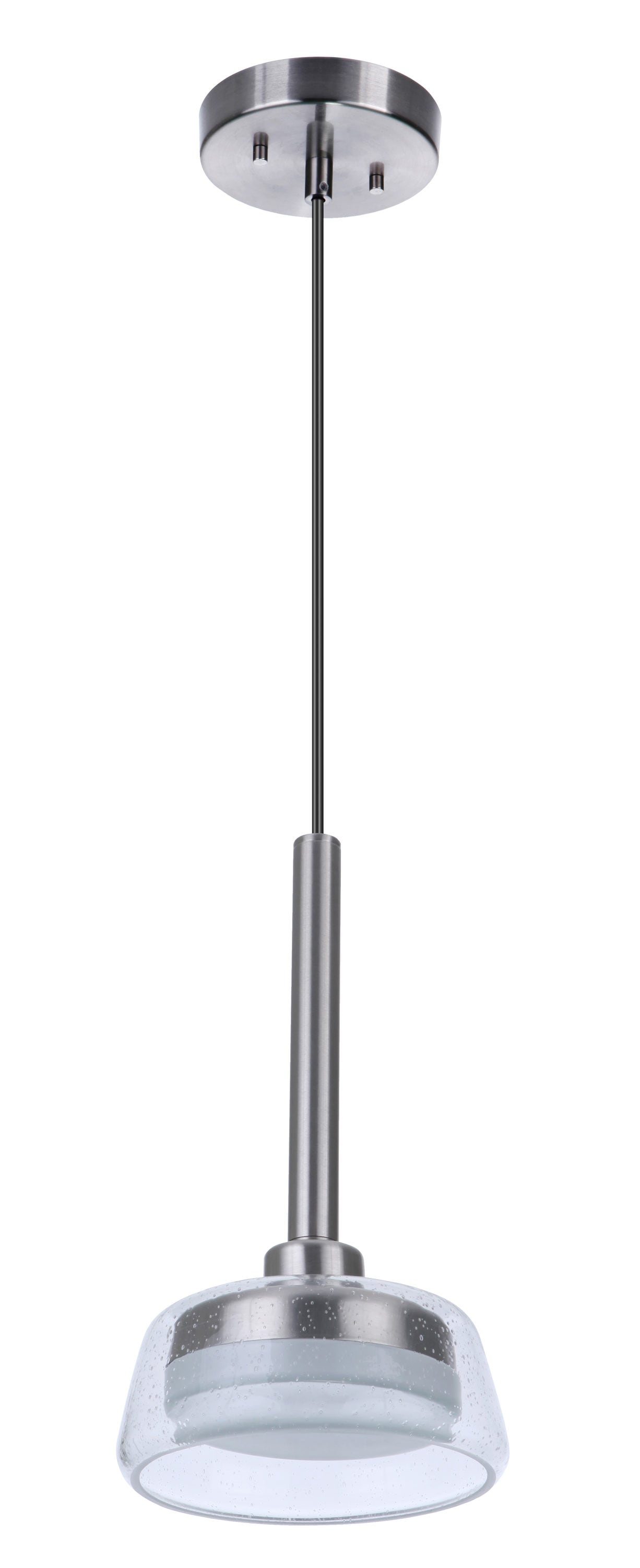 Craftmade 55190-BNK-LED Centric Brushed Polished Nickel Modern/contemporary Textured glass Cylinder Integrated LED Mini Hanging Pendant light
